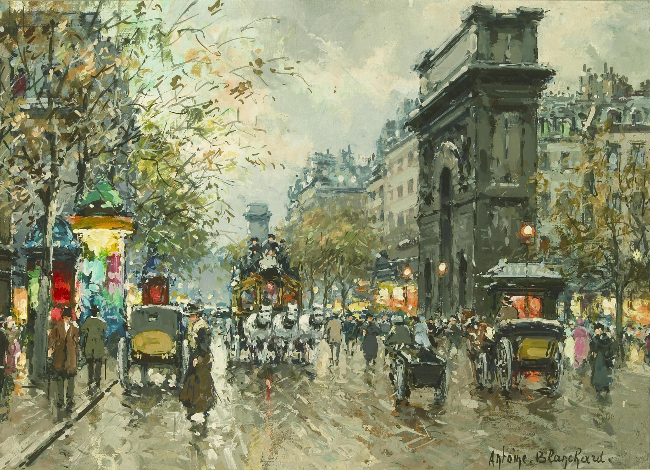 社会风俗场景主题 - 巴黎街道景象 - 展现巴黎街道热闹场景 