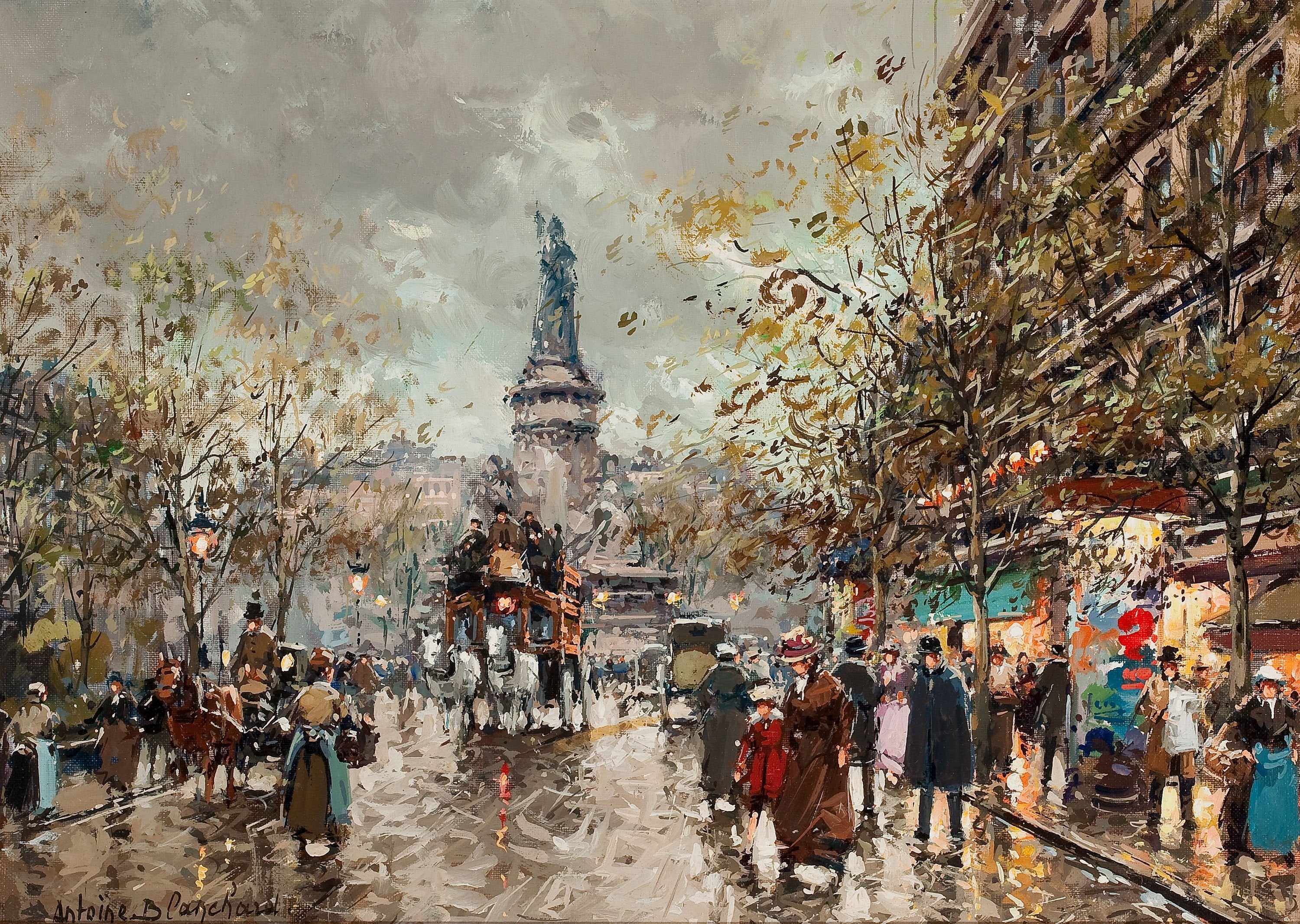 社会风俗场景主题 - 巴黎街头风情画 - 展现旧时巴黎街头景象 