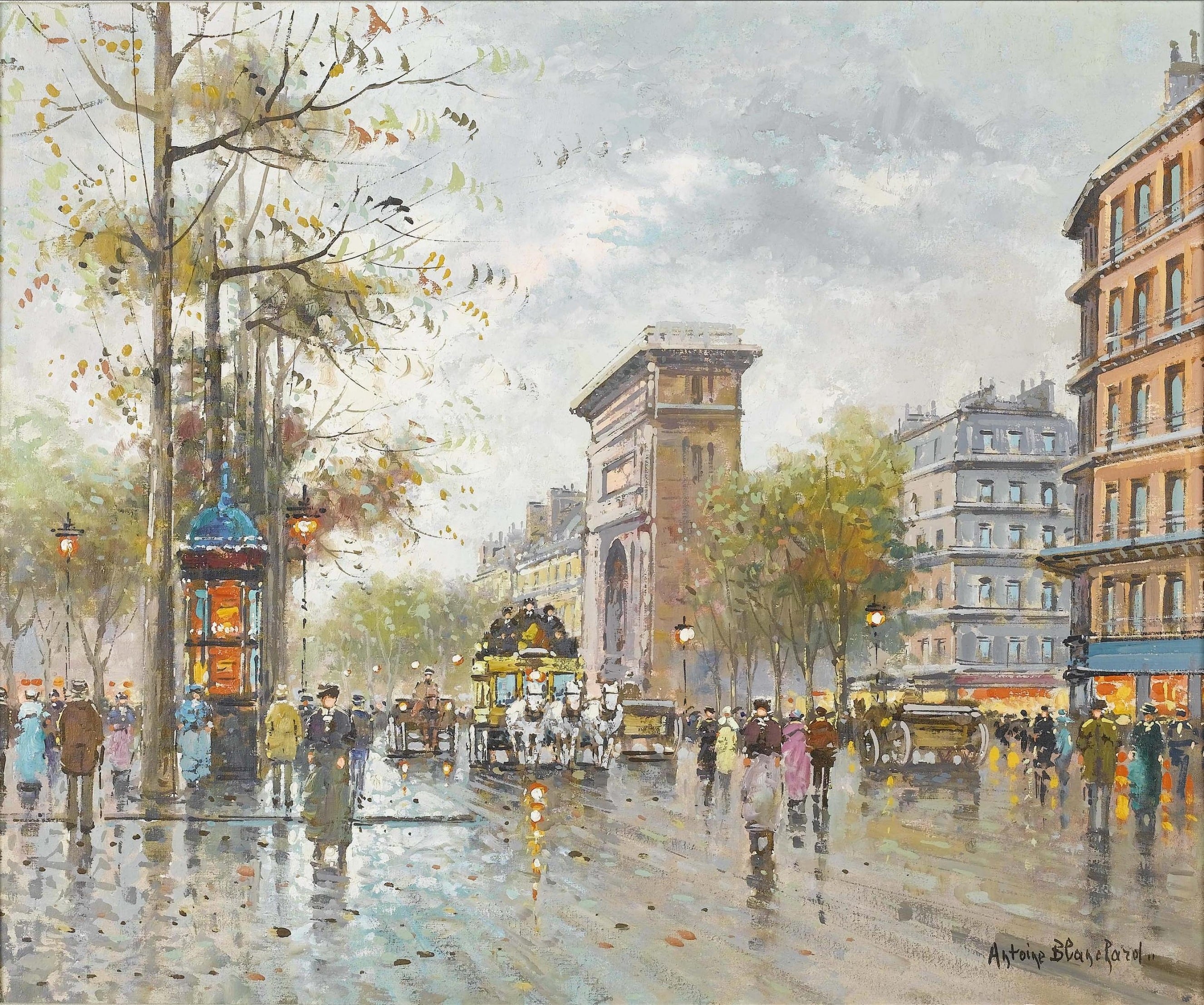 社会风俗场景主题 - 巴黎街道景象 - 展现巴黎街头热闹场景 