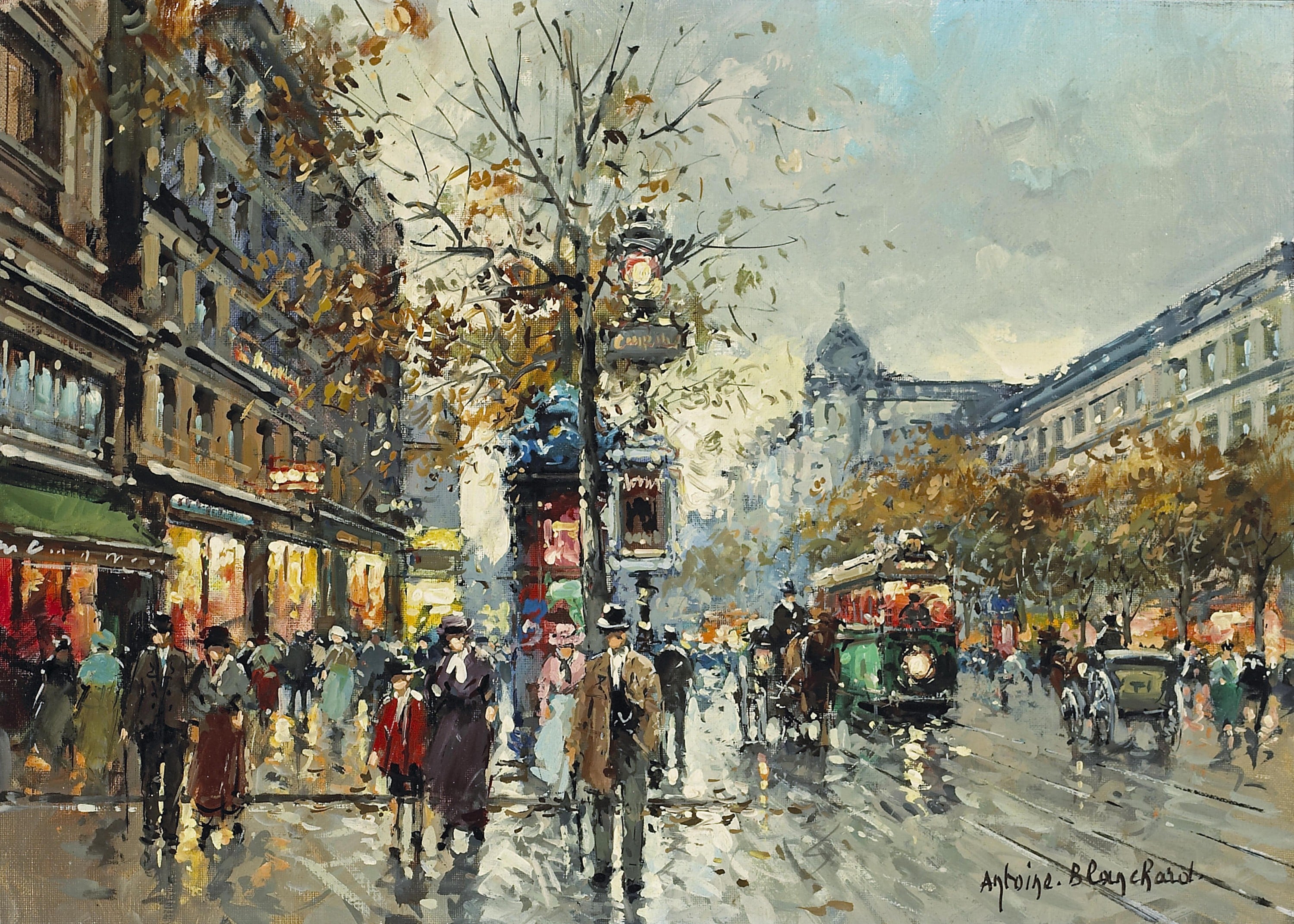 社会风俗场景主题 - 街头景象 - 描绘街头热闹生活场景 