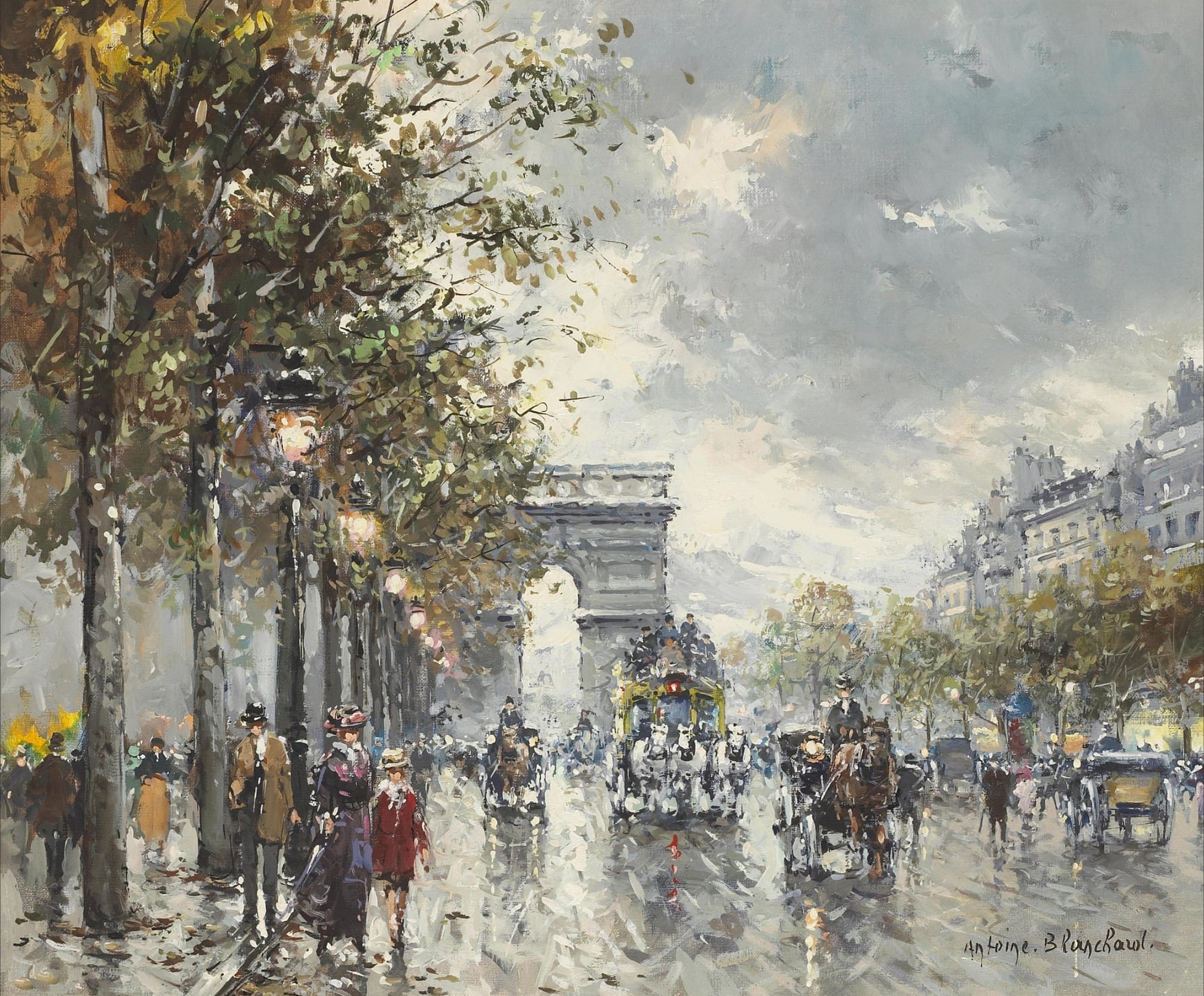 社会风俗场景主题 - 巴黎街道景象 - 展现巴黎街头热闹景象 