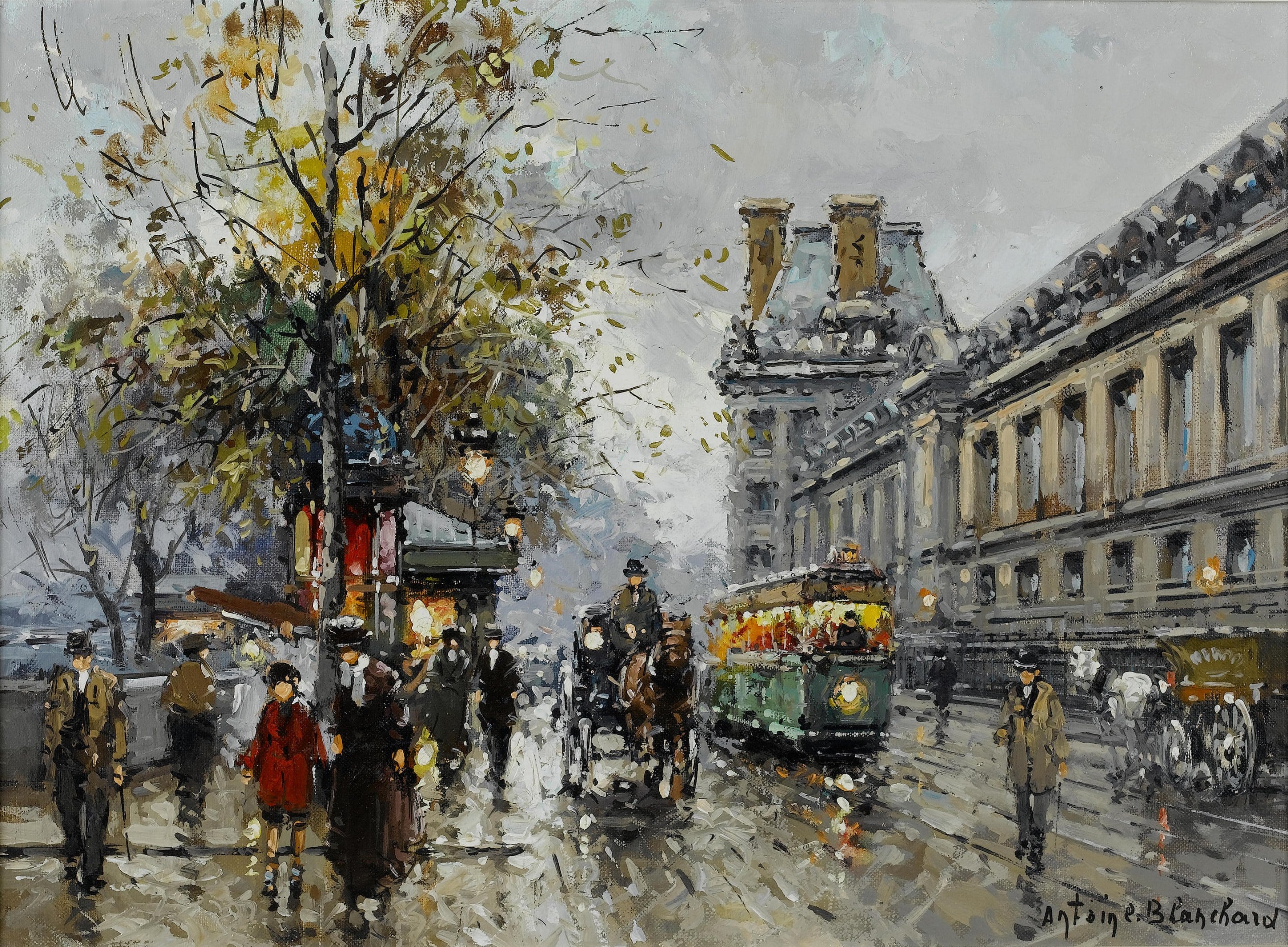 社会风俗场景主题 - 街头景致 - 展现街头行人车辆景象 