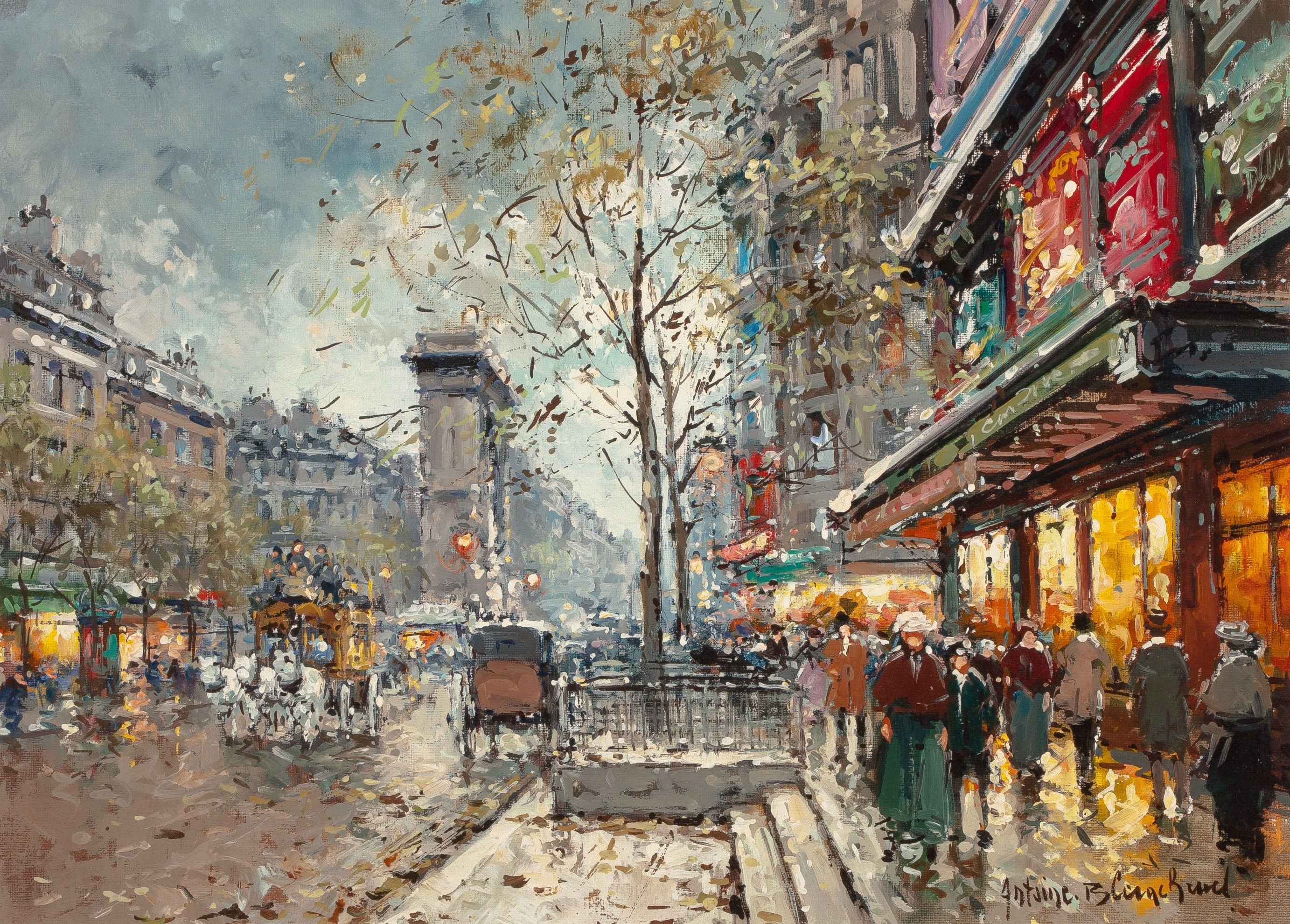 社会风俗场景主题 - 巴黎街头景象 - 展现巴黎街头热闹景象 