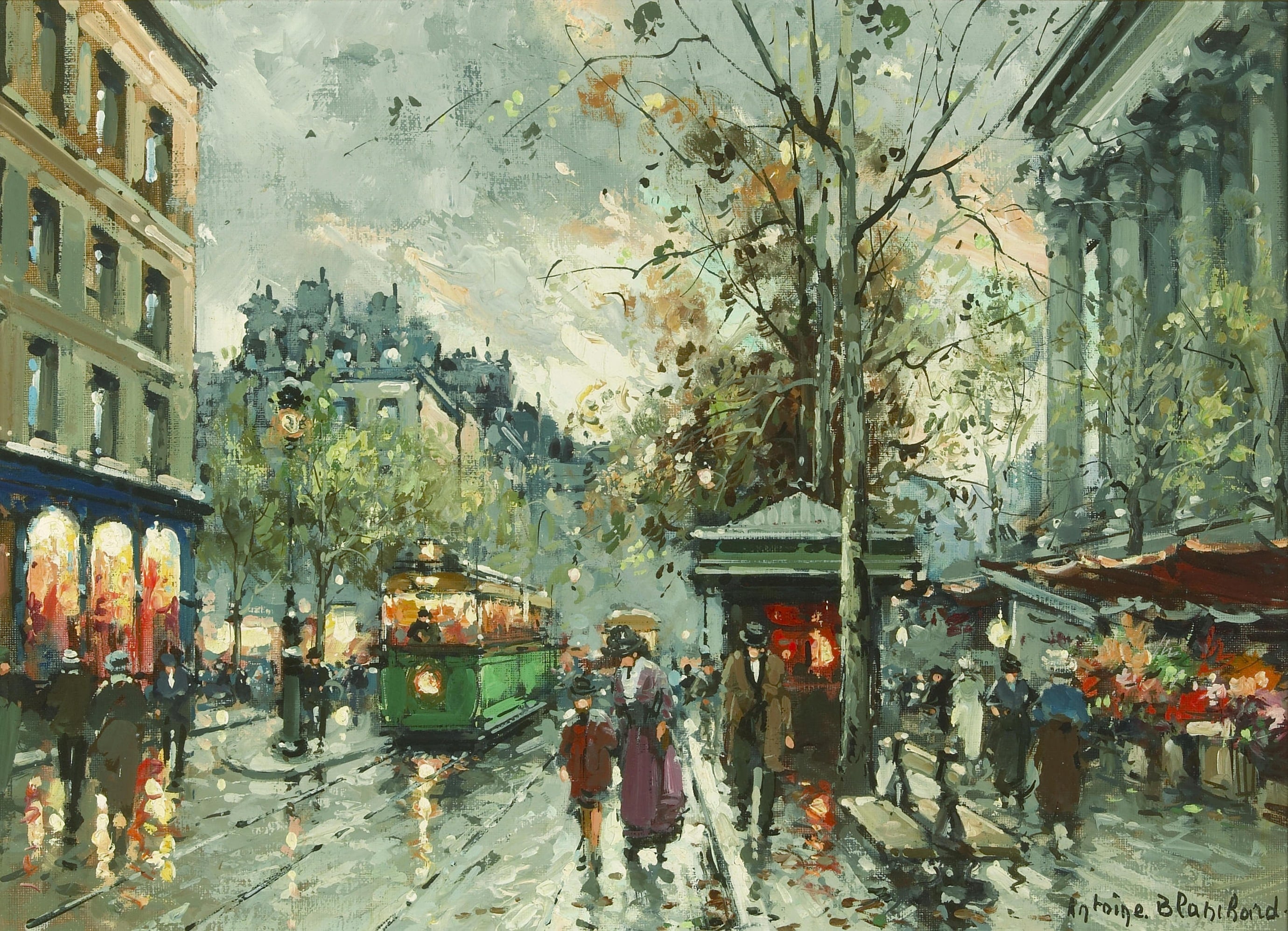 社会风俗场景主题 - 雨中街景 - 描绘雨中街道生活景象 