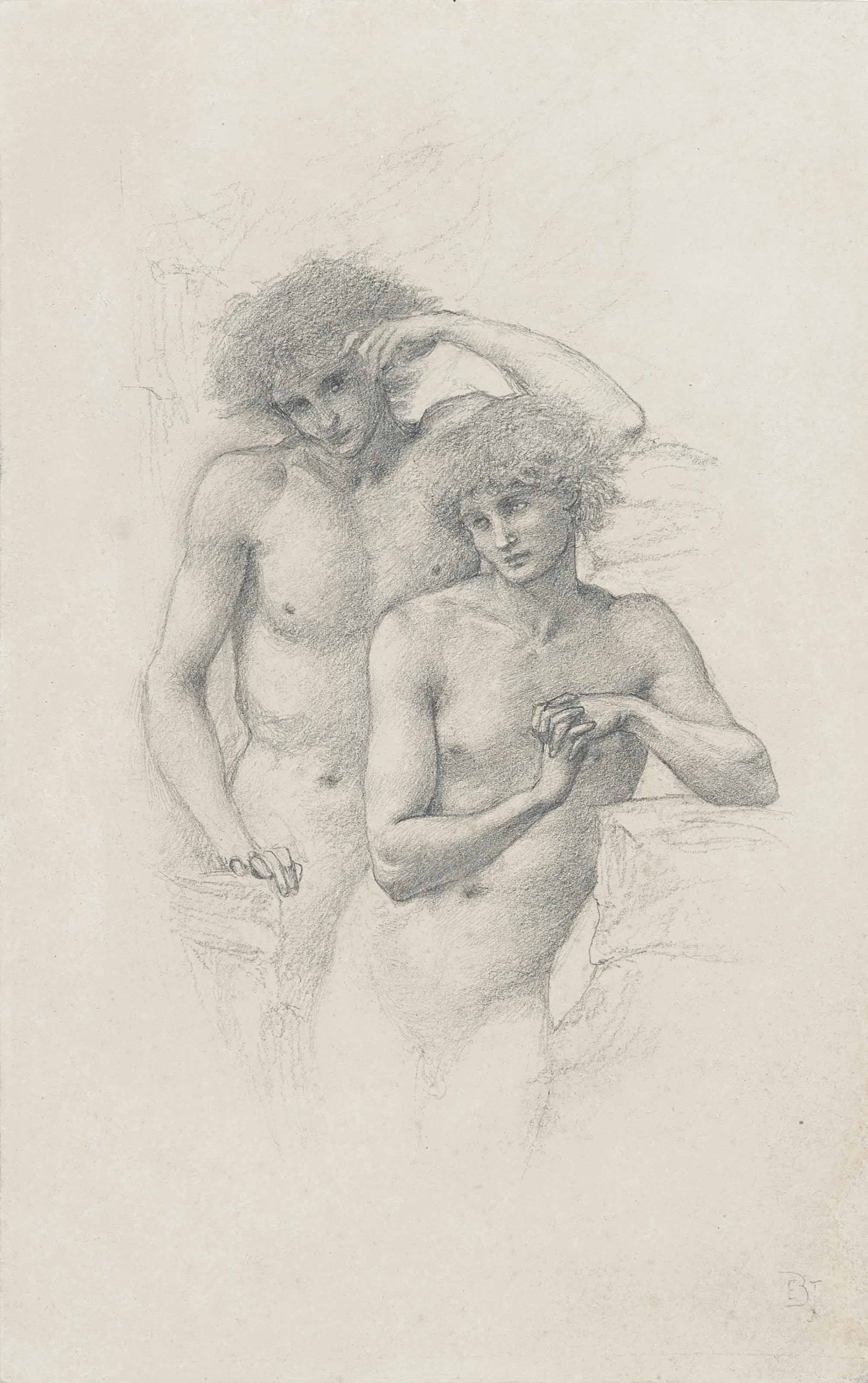 其他 - 未知名人物素描 - 双人裸体素描艺术呈现 