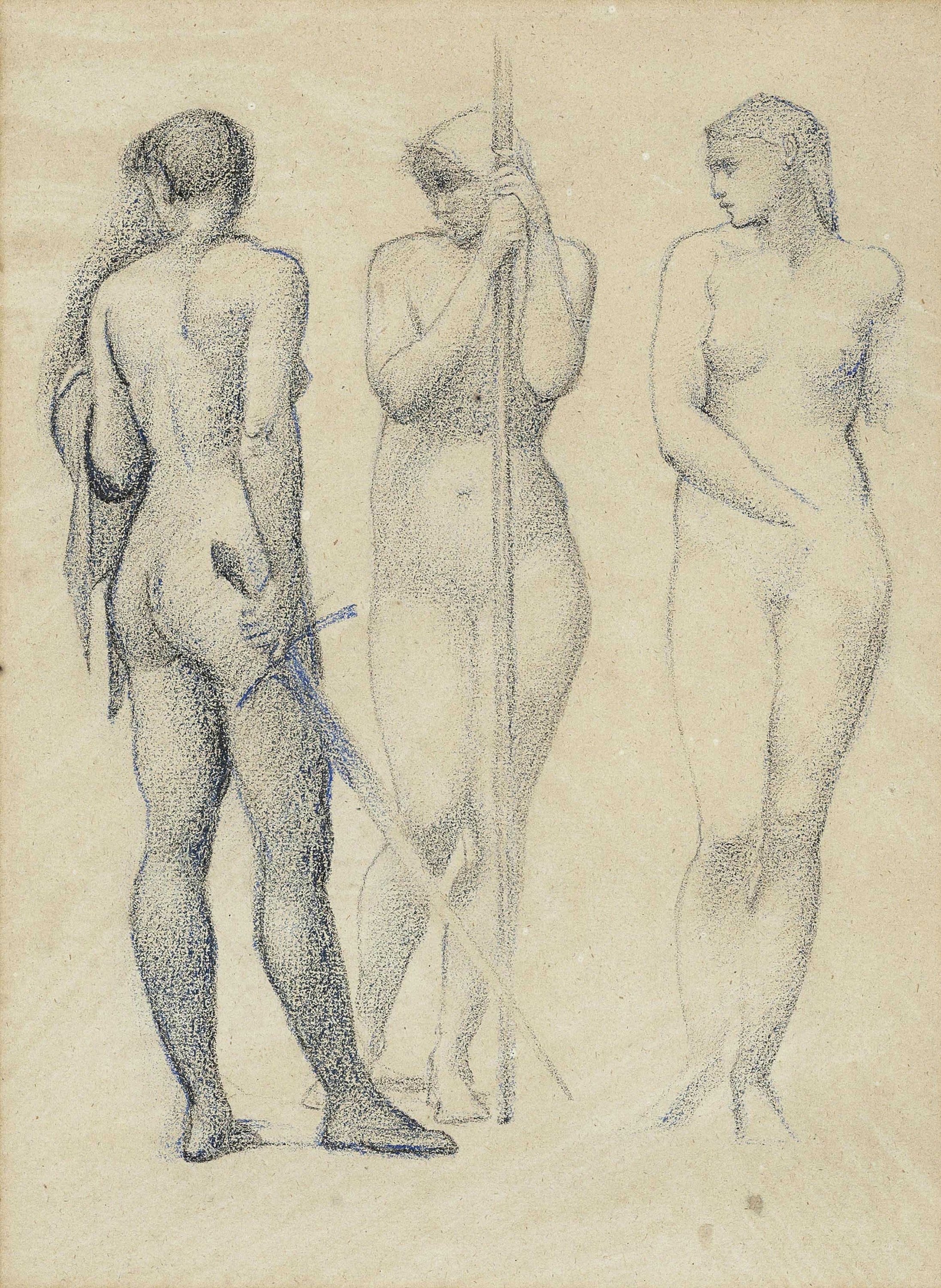 女性形象塑造主题 - 三女性裸体素描 - 展现女性裸体线条之美 