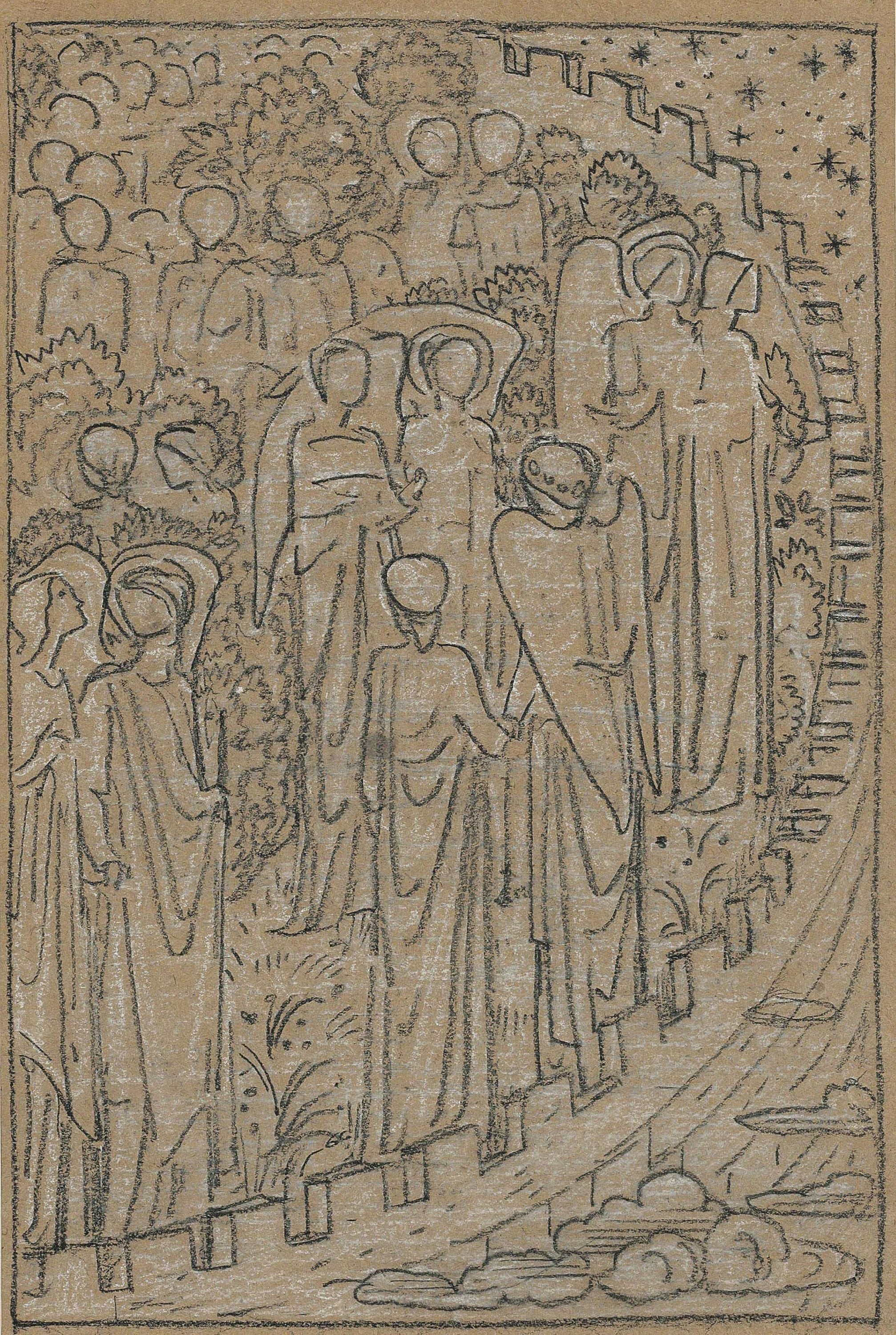 神秘主义色彩主题 - 未知作品 - 神秘人物场景线条勾勒 