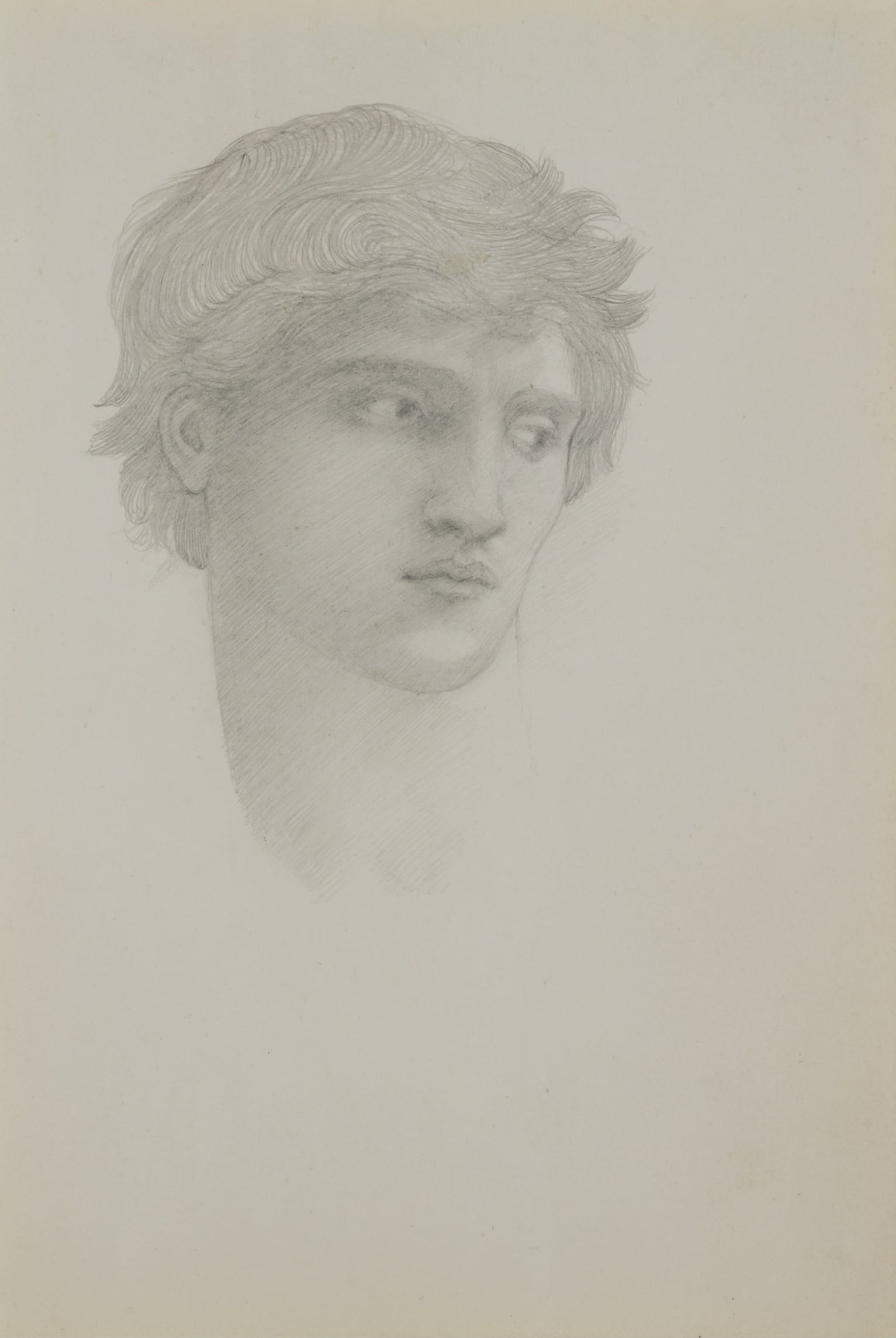 女性形象塑造主题 - 无题 - 素描展现女性柔美面容 