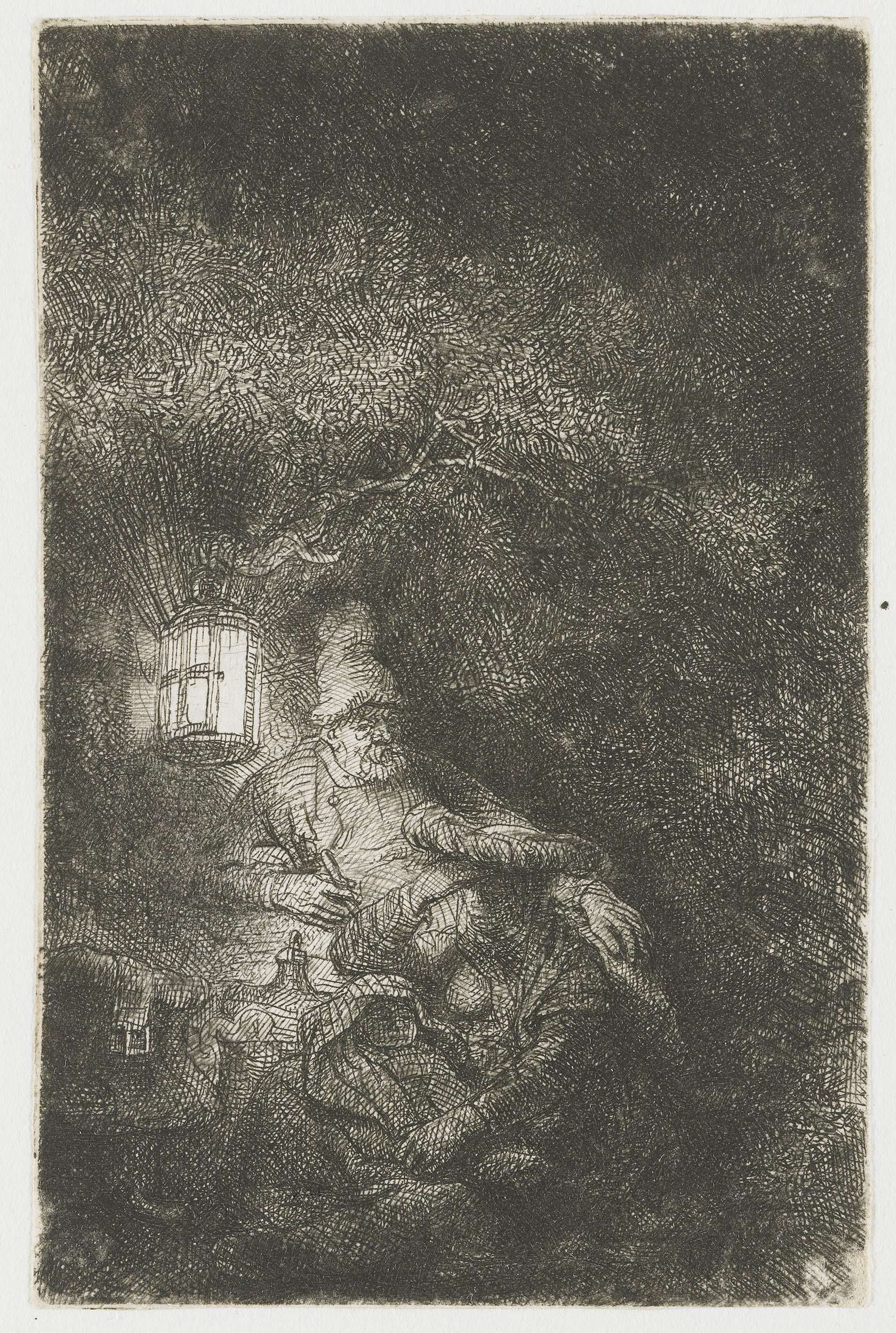 光影明暗对比主题 - 未知名画作 - 光影下人物静谧姿态 