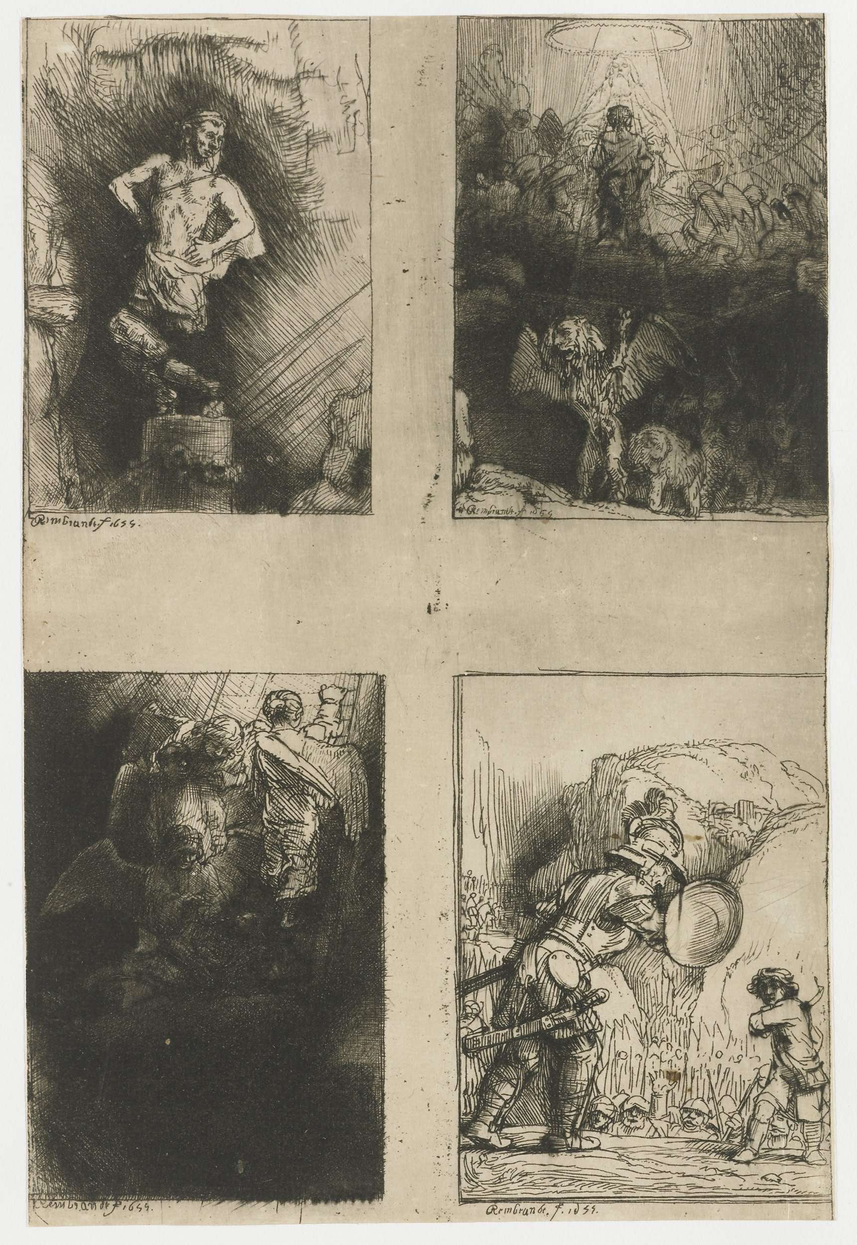 宗教故事演绎主题 - 伦勃朗蚀刻组画 - 描绘宗教场景与人物 