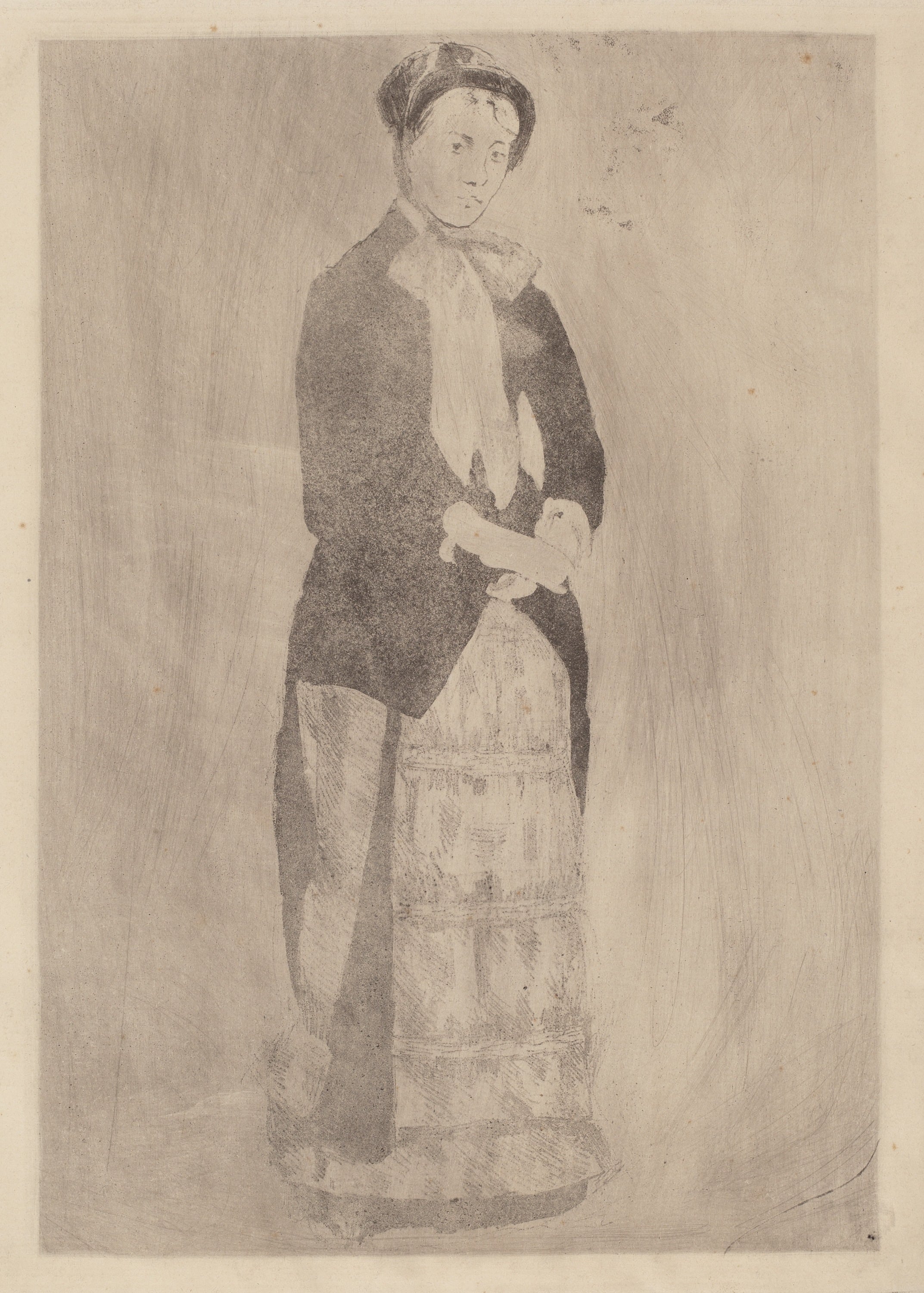 其他 - 佚名女性肖像 - 女性站立姿态的素描 