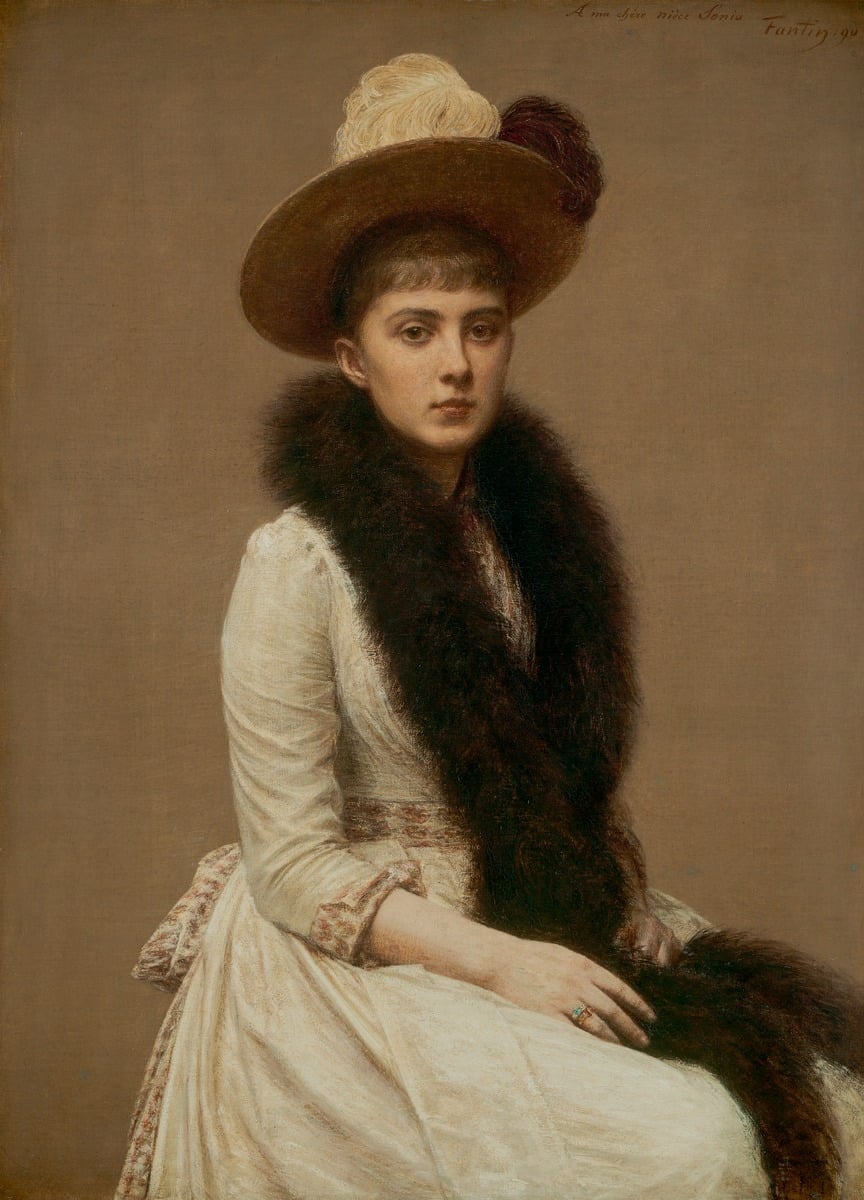 人物肖像绘制主题 - 索尼娅·富尔廷肖像 - 女士优雅姿态的精美呈现 