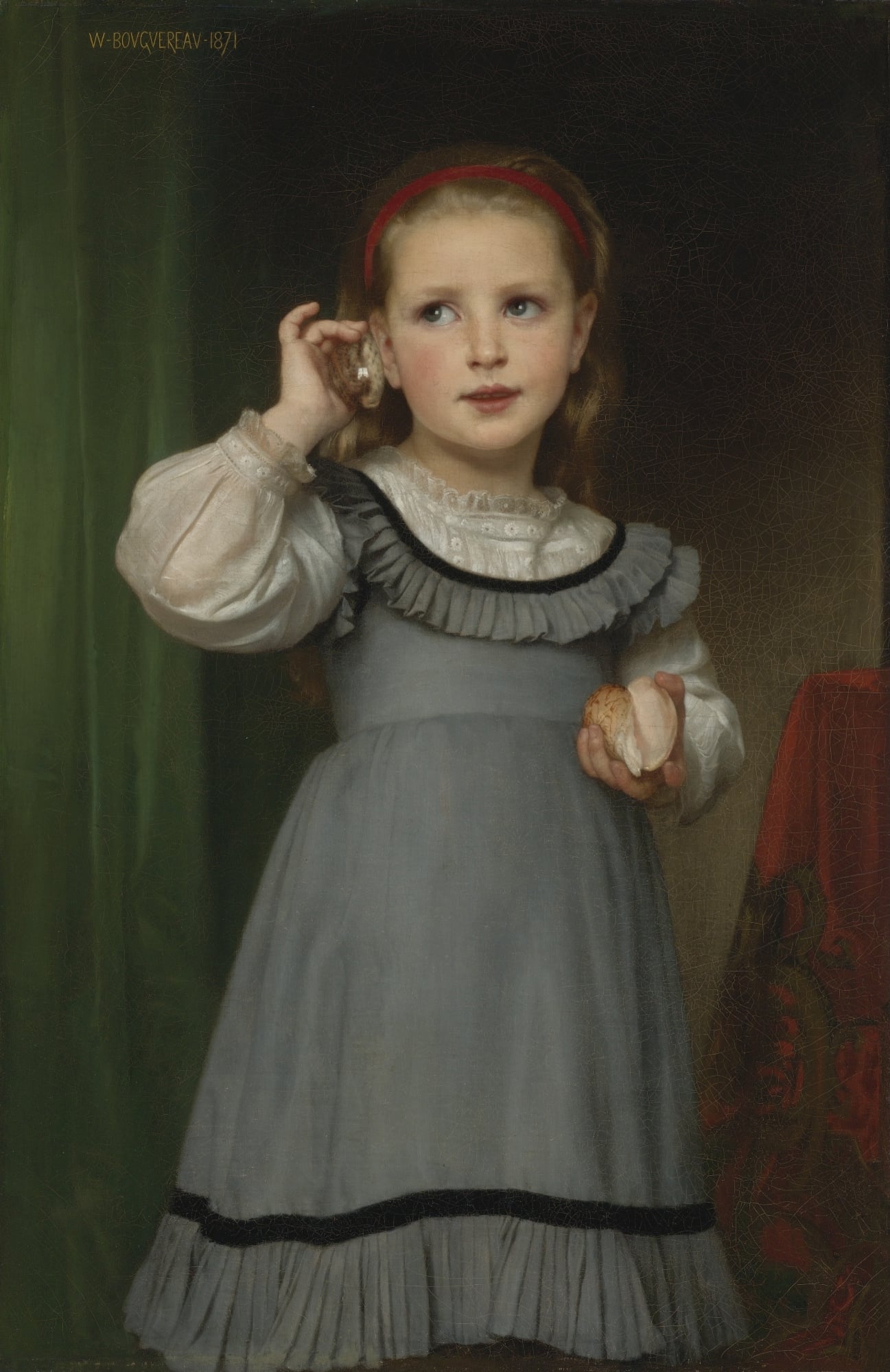 细腻写实风格主题 - 未知 - 小女孩手持贝壳神情专注 