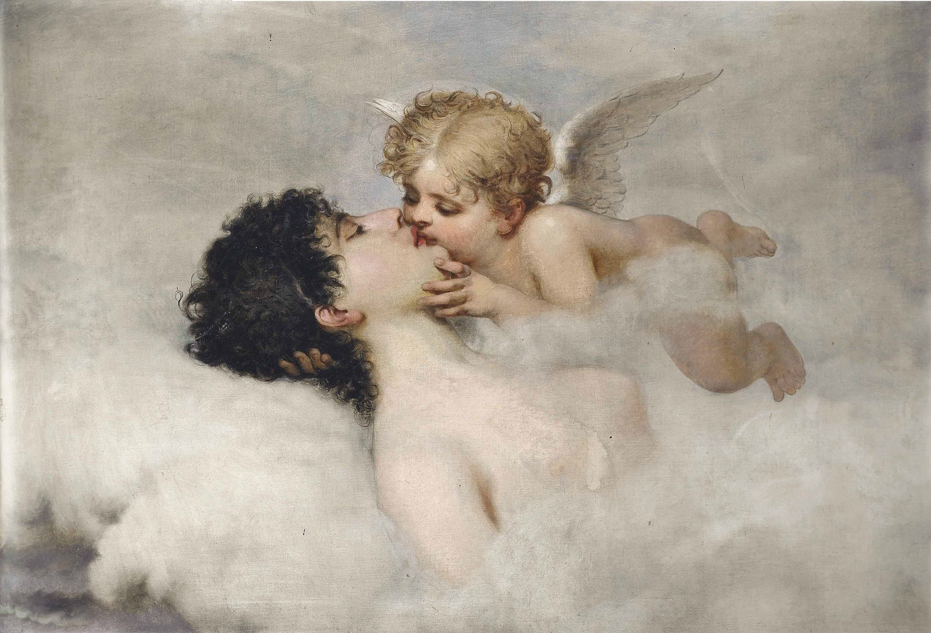 古典神话演绎主题 - 丘比特的吻 - 丘比特亲吻沉睡者画面