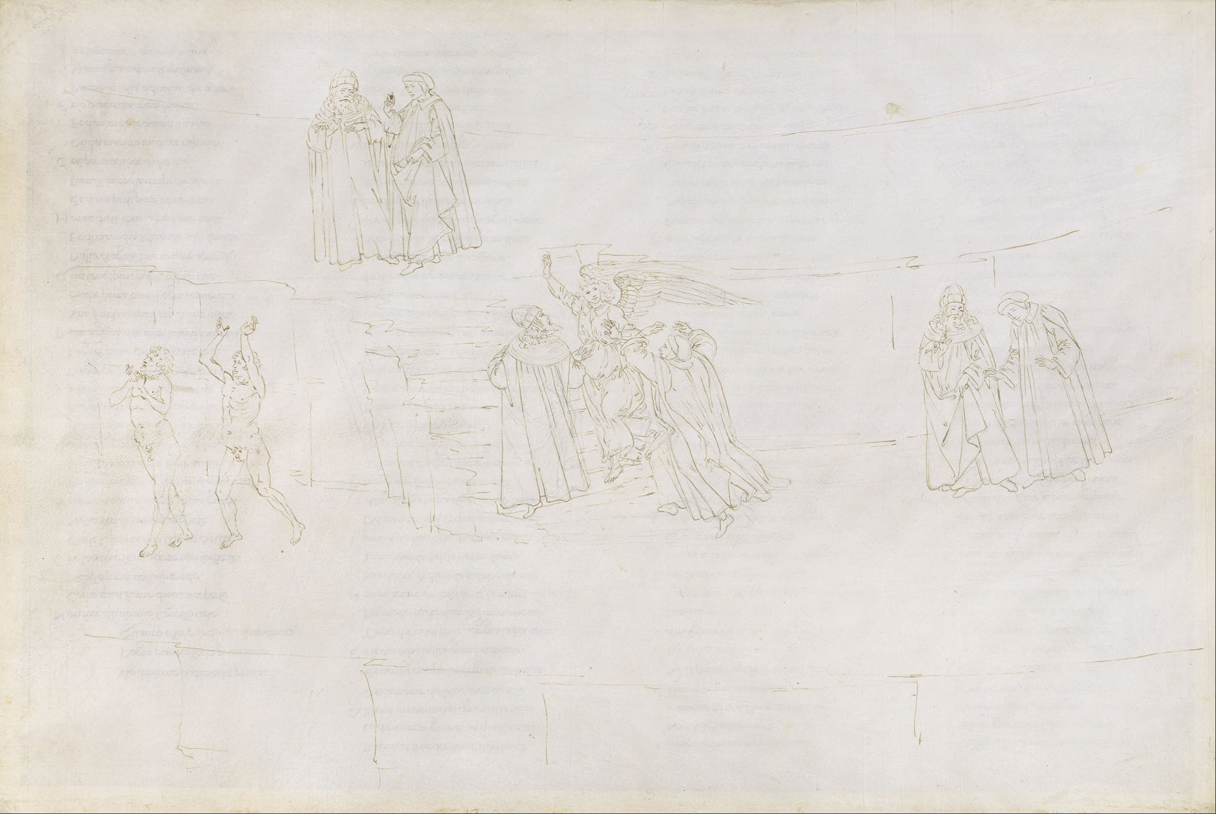 神话宗教故事主题 - 未知名神话场景素描 - 描绘神话人物活动场景 