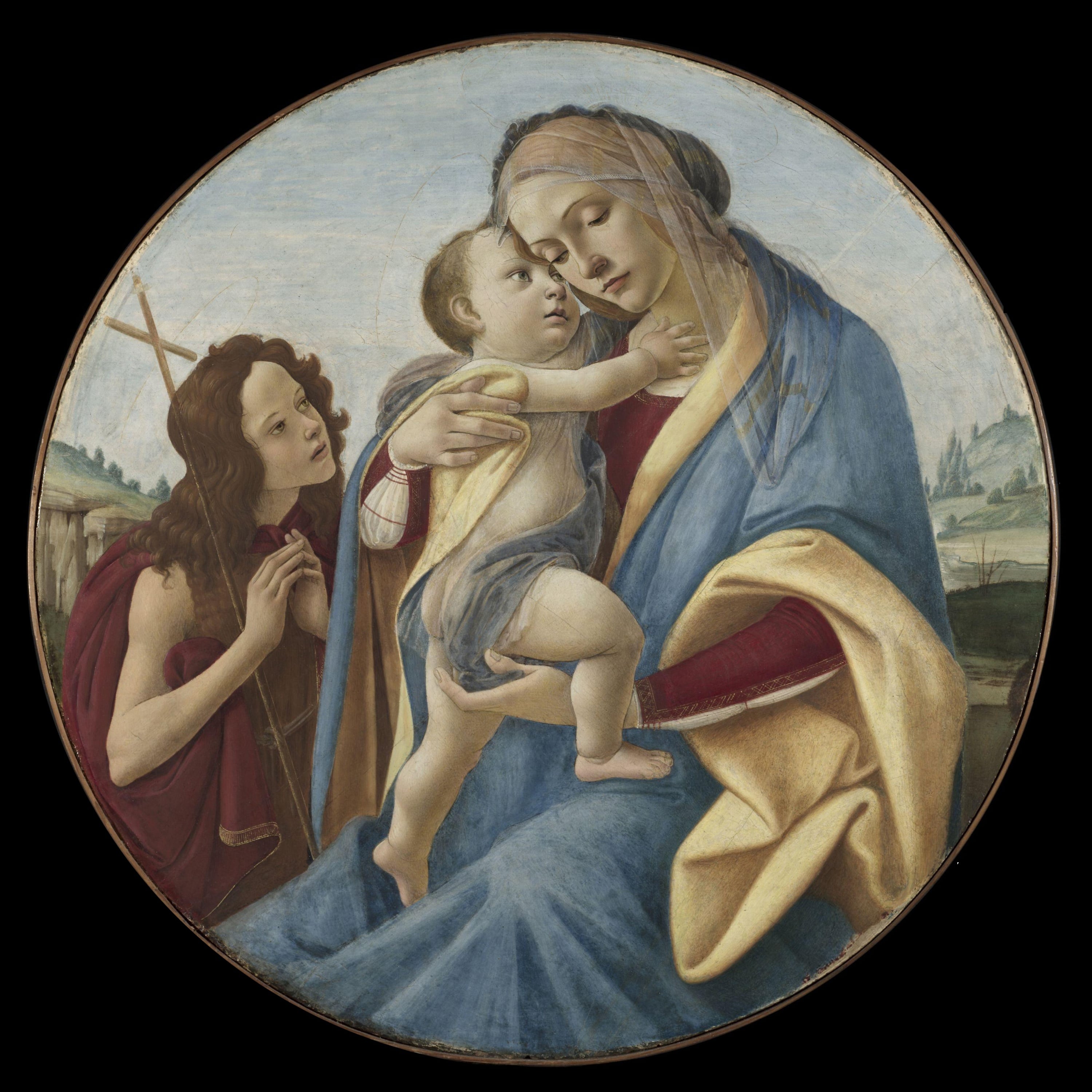 神话宗教故事主题 - 椅中圣母 - 圣母怀子与圣约翰同框 