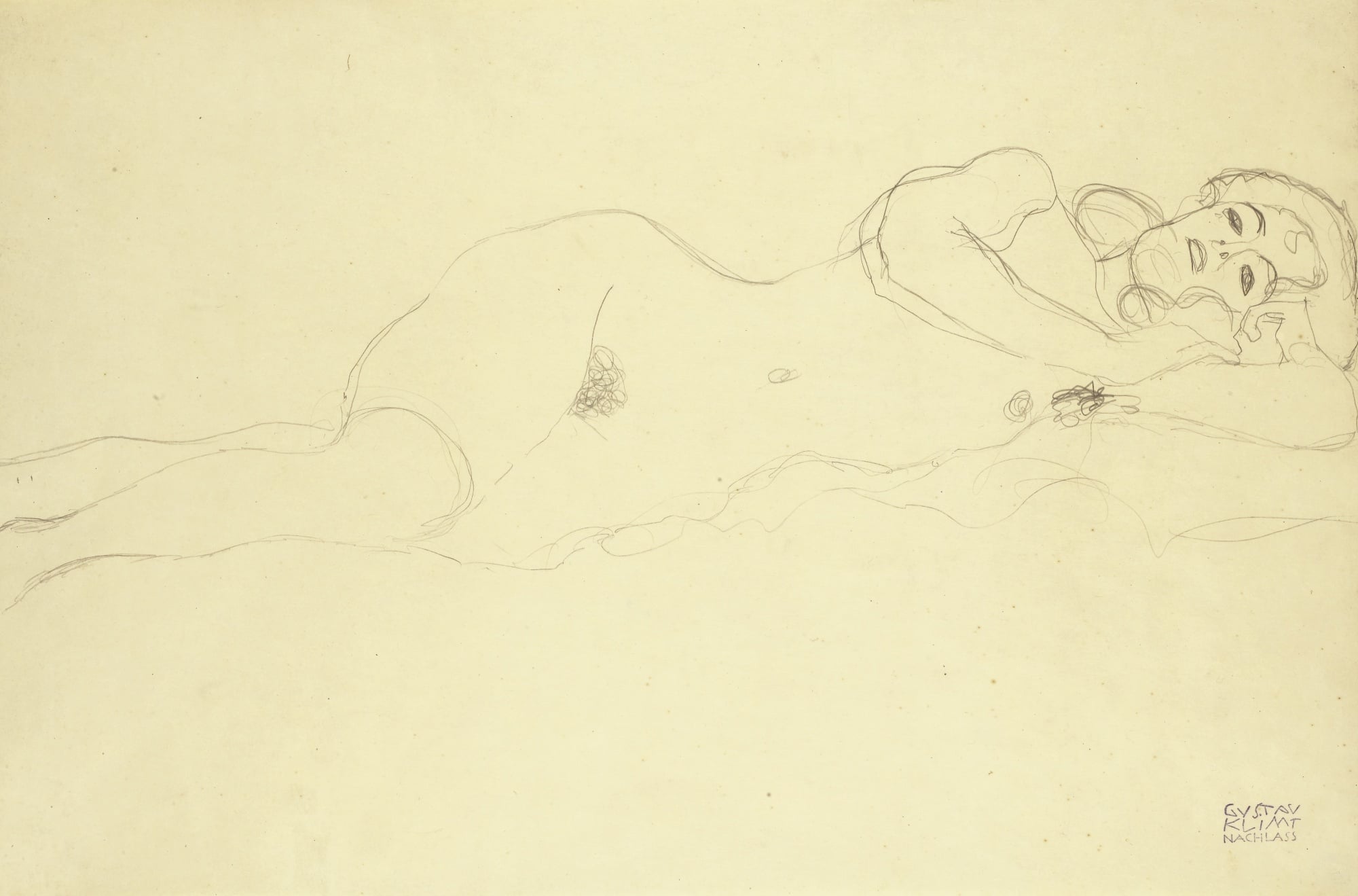 女性人体之美主题 - 无题 - 线条勾勒女性躺卧姿态 