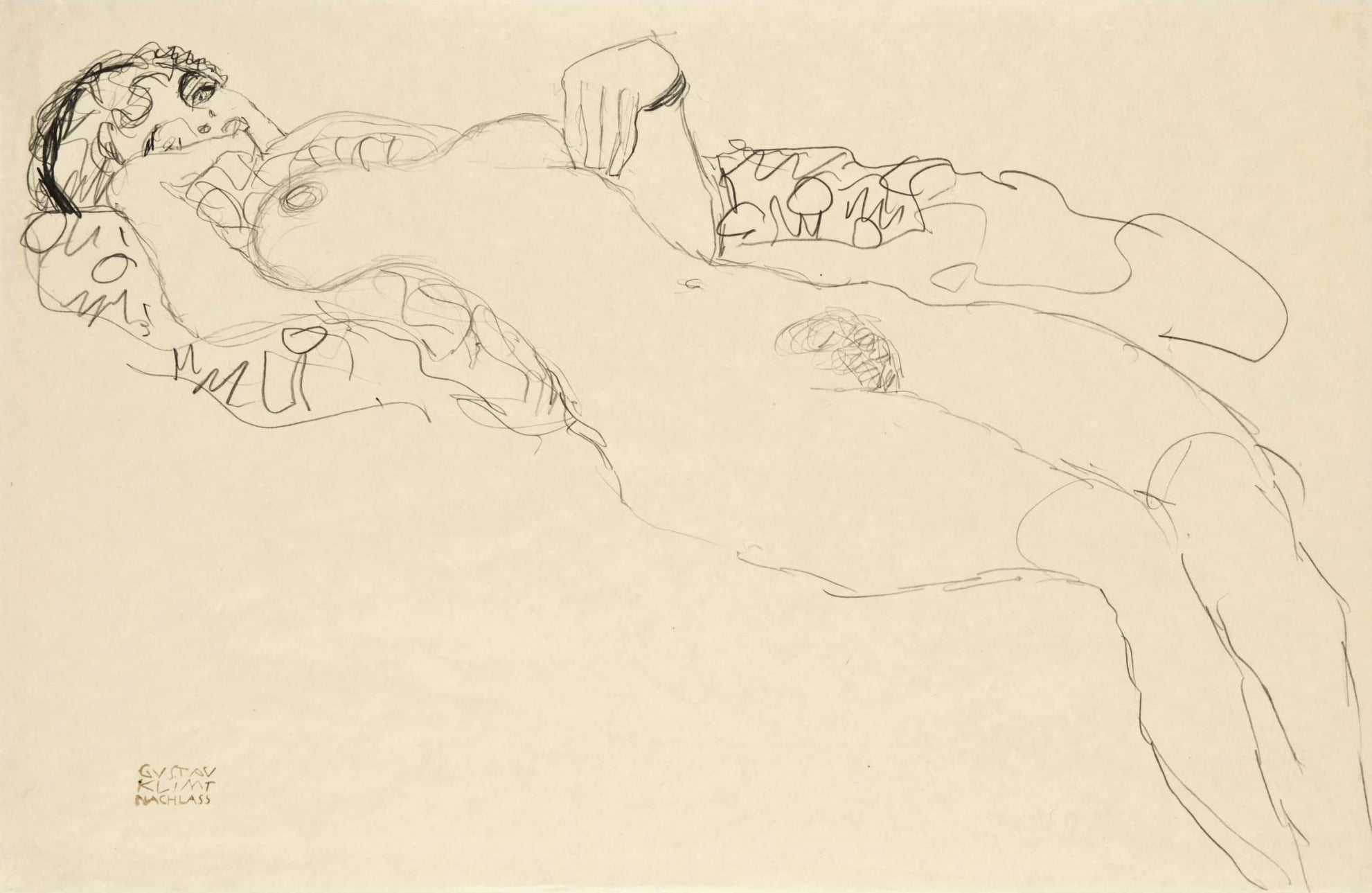 女性人体之美主题 - 无题 - 线条勾勒女性躺卧姿态 