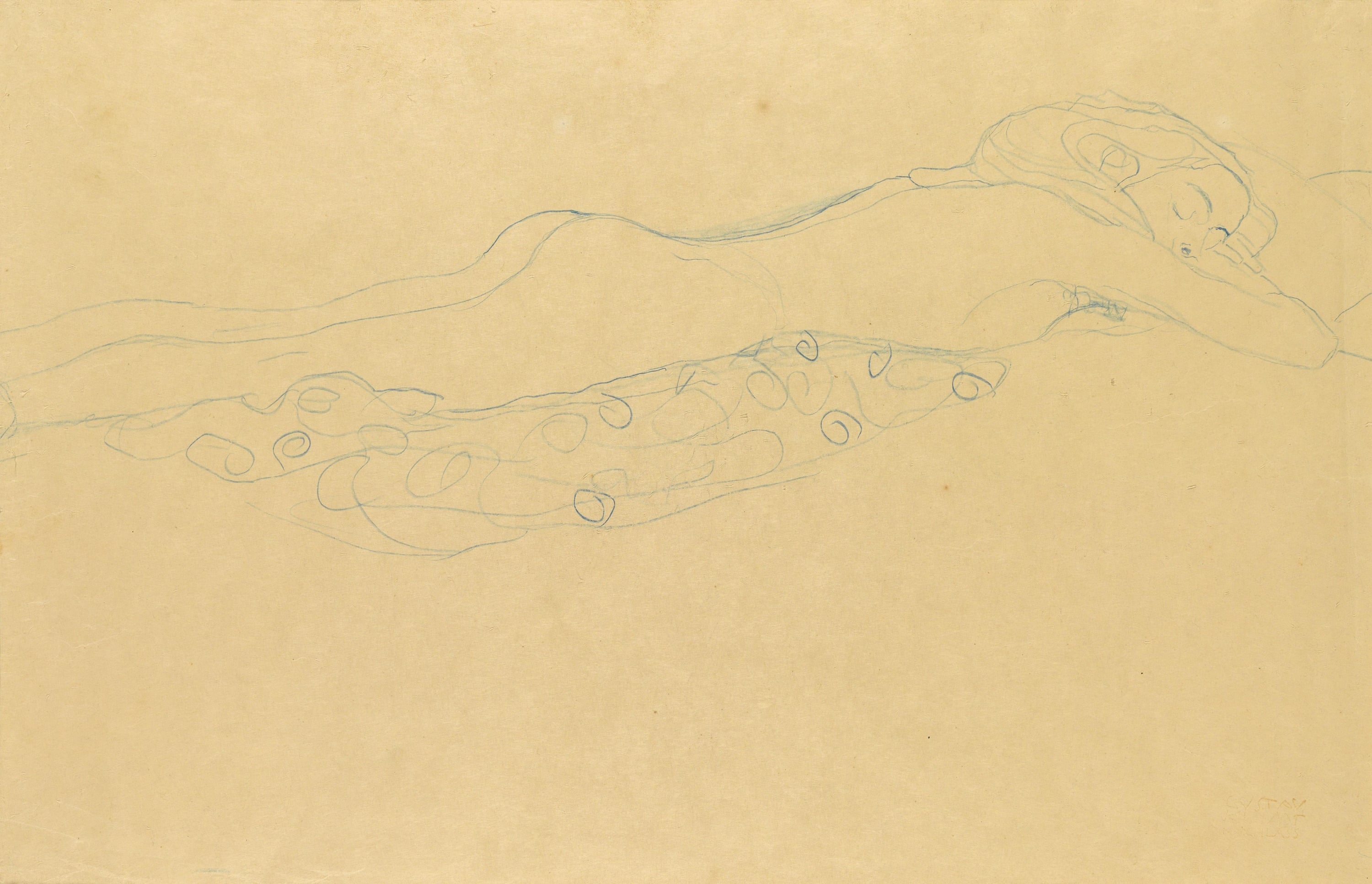 女性人体之美主题 - 无题 - 线条勾勒女性躺卧姿态 