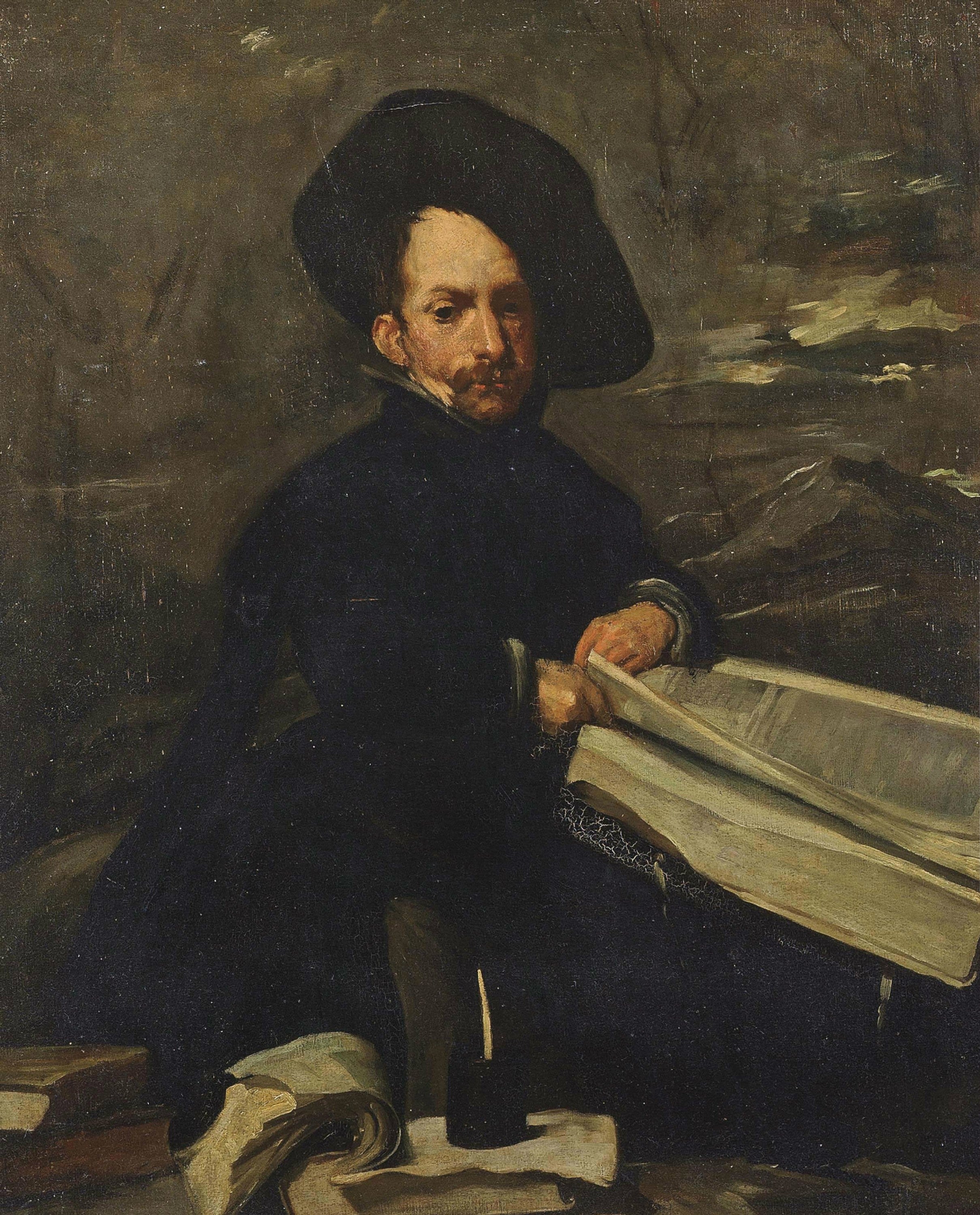 人物形象塑造主题 - 未知名人物肖像 - 男子持卷神态之刻画 