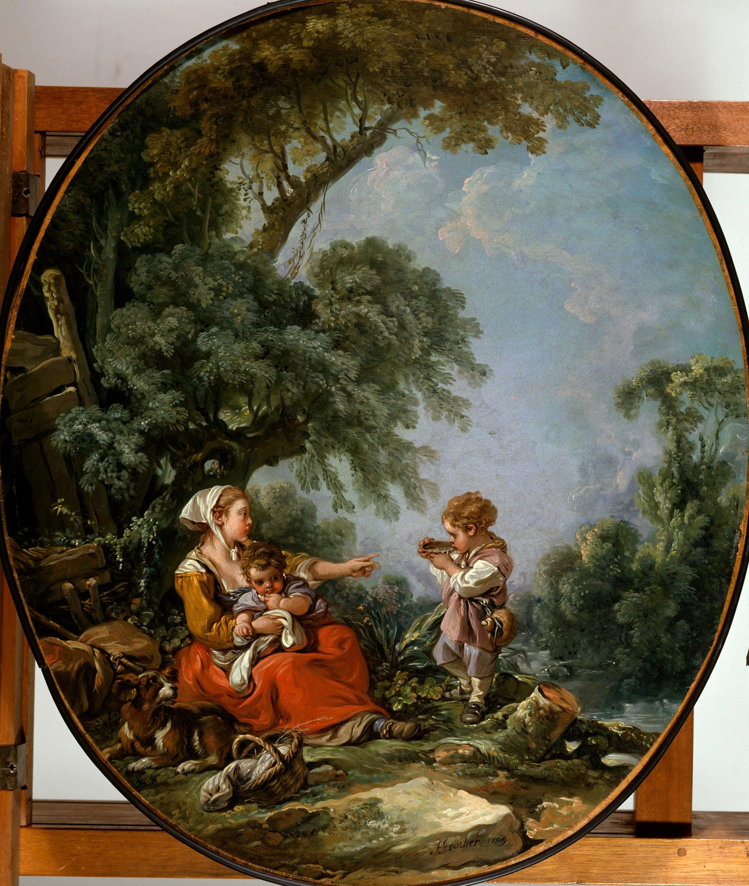 田园牧歌意境主题 - 无明确名字 - 描绘林间温馨田园场景 