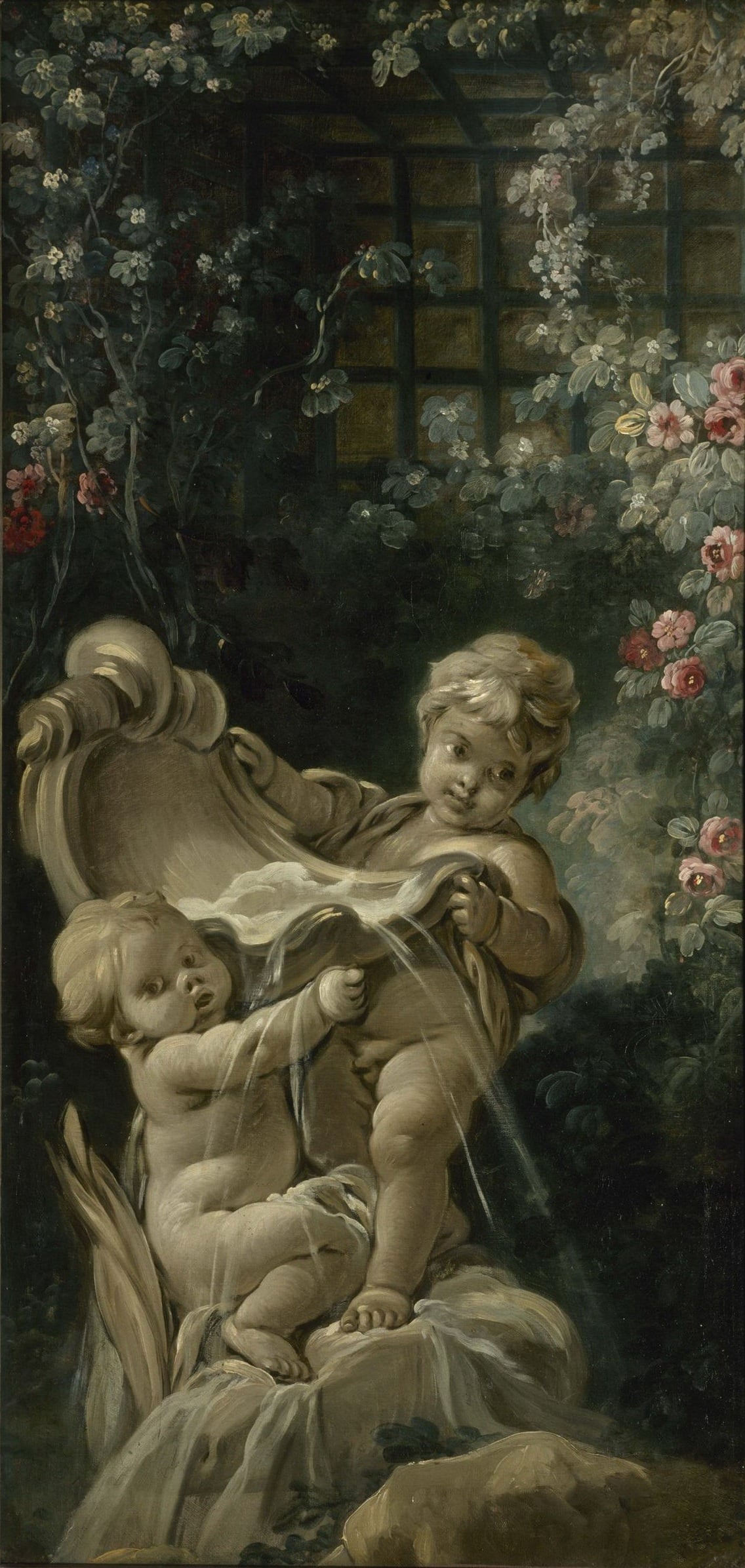 洛可可风格体现主题 - 无明确名字 - 洛可可风天使花卉景致 