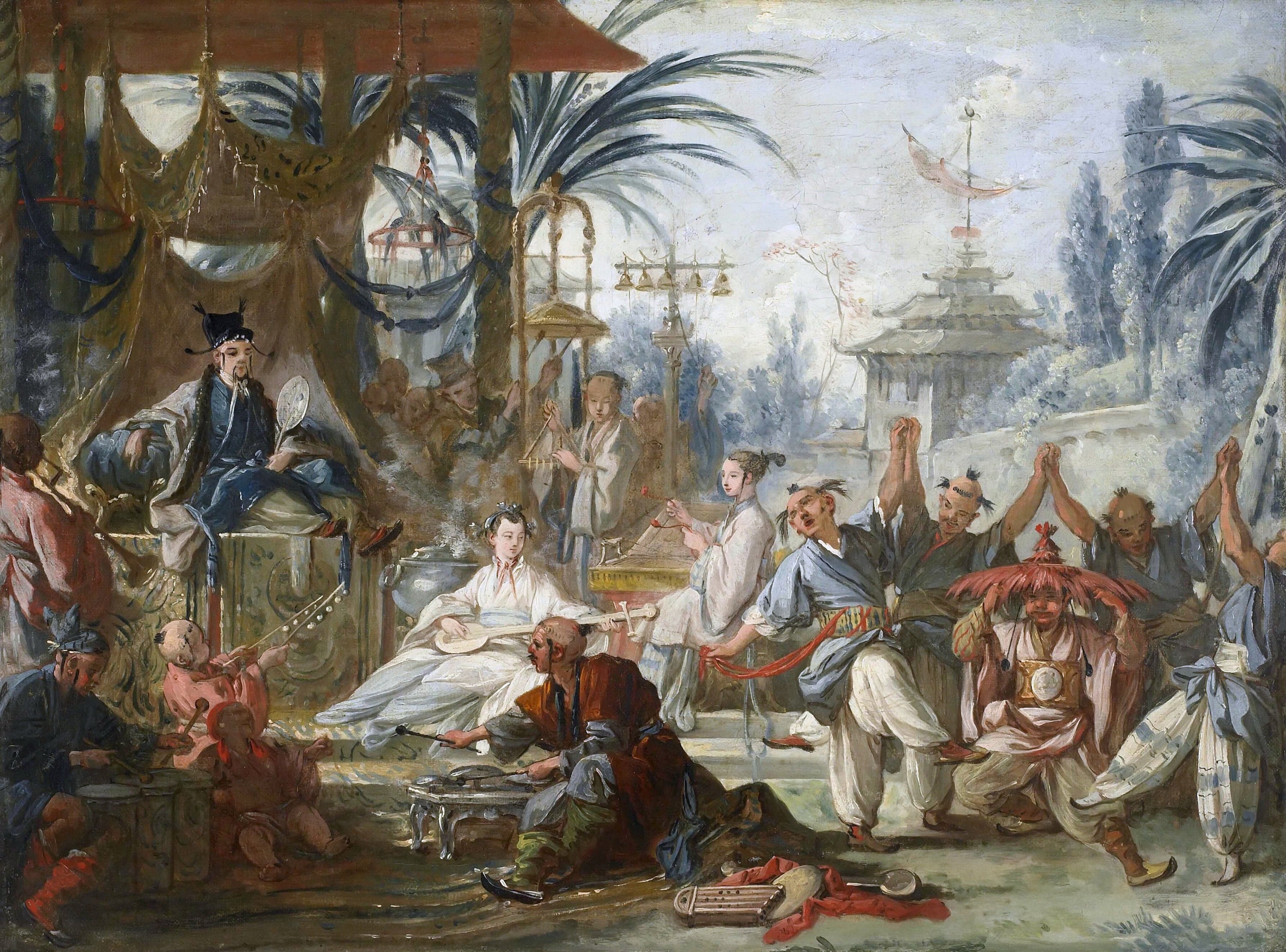 宫廷奢华生活主题 - 中国皇帝的娱乐场景 - 描绘皇帝与众臣娱乐画面 