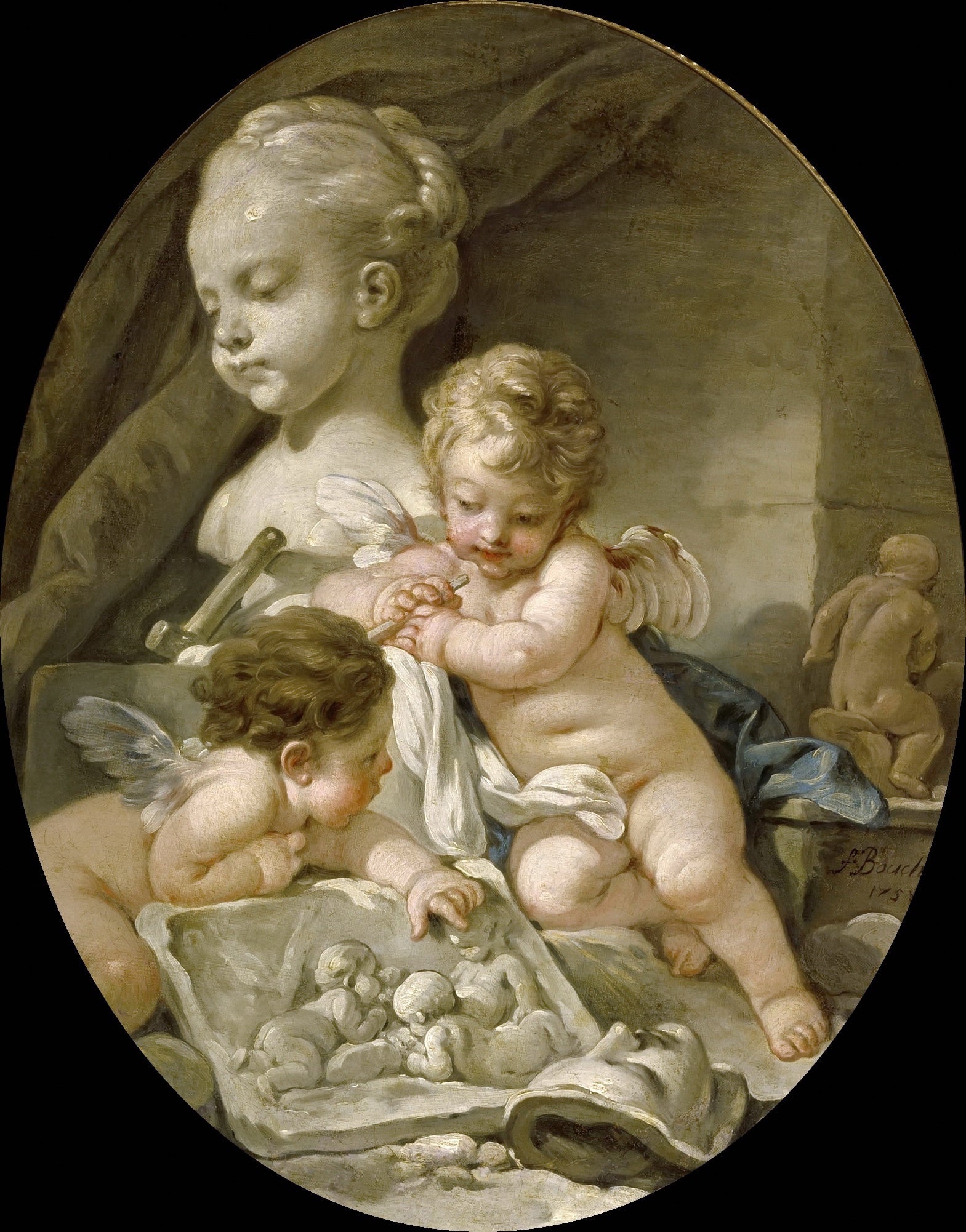 洛可可风格体现主题 - 雕塑旁的小天使 - 展现洛可可风格的童趣 