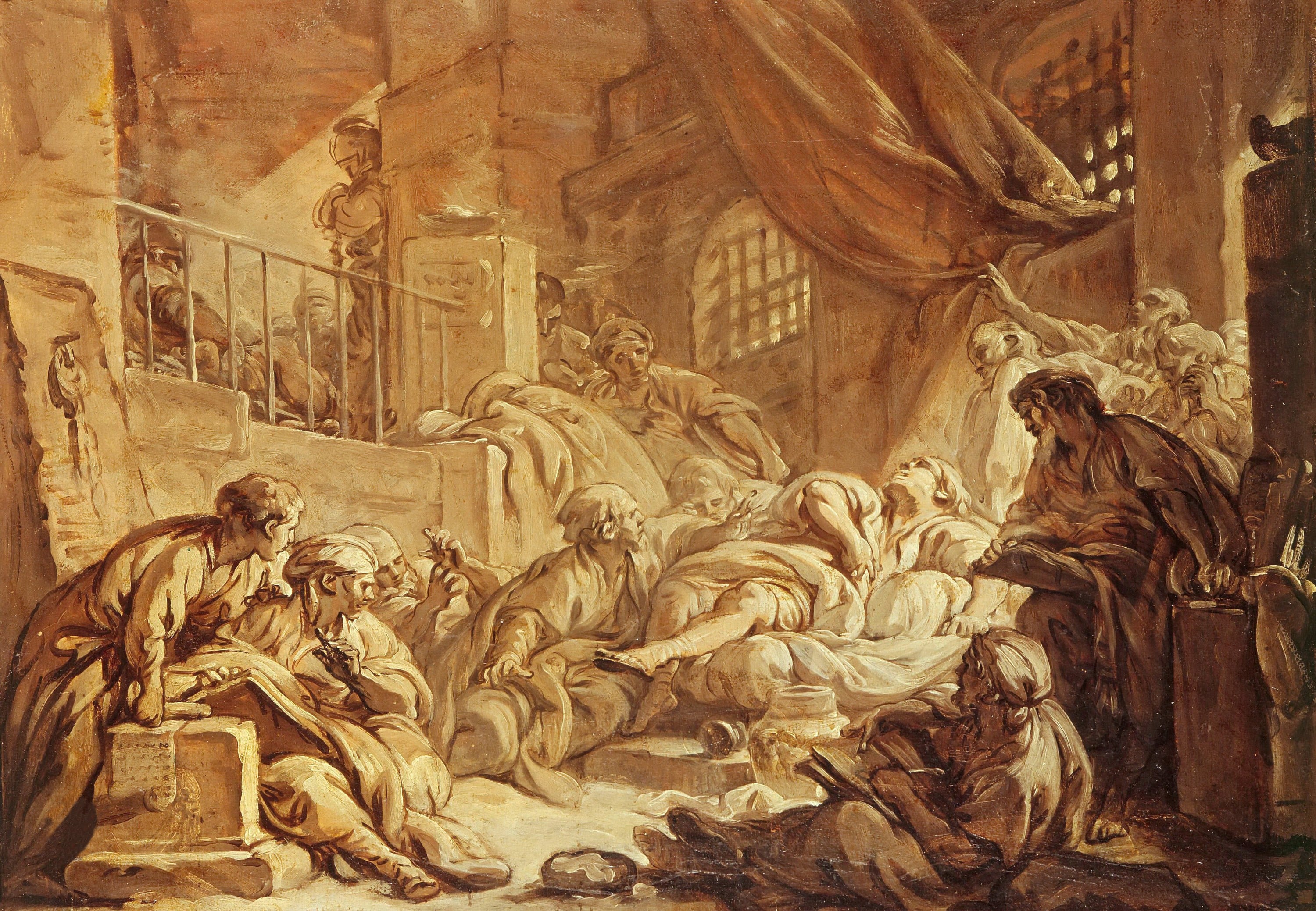 其他 - 未知名画作 - 室内人物聚集场景描绘 