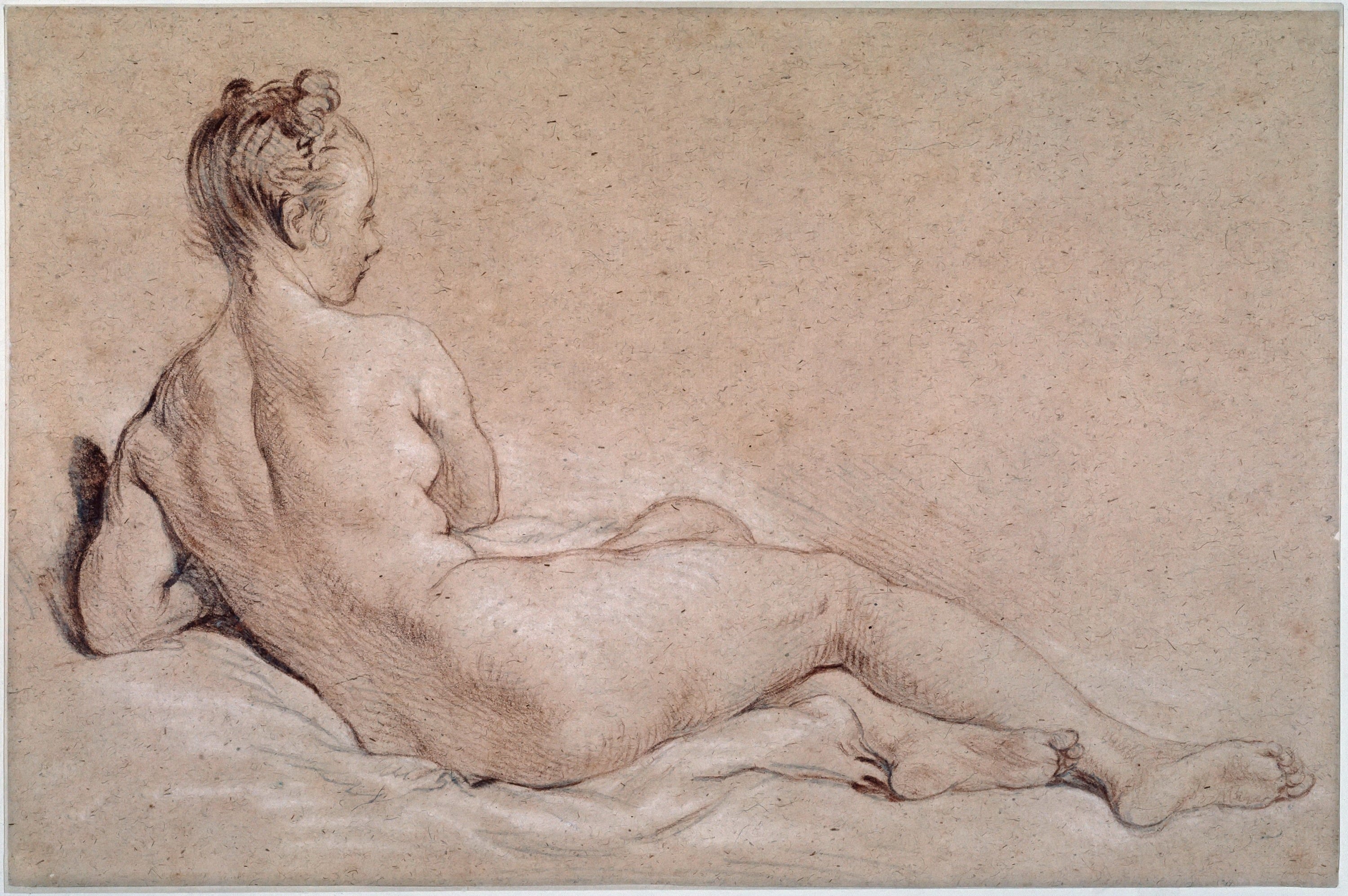 女性柔美形象主题 - 女性裸身坐姿素描 - 展现女性躯体线条之美 