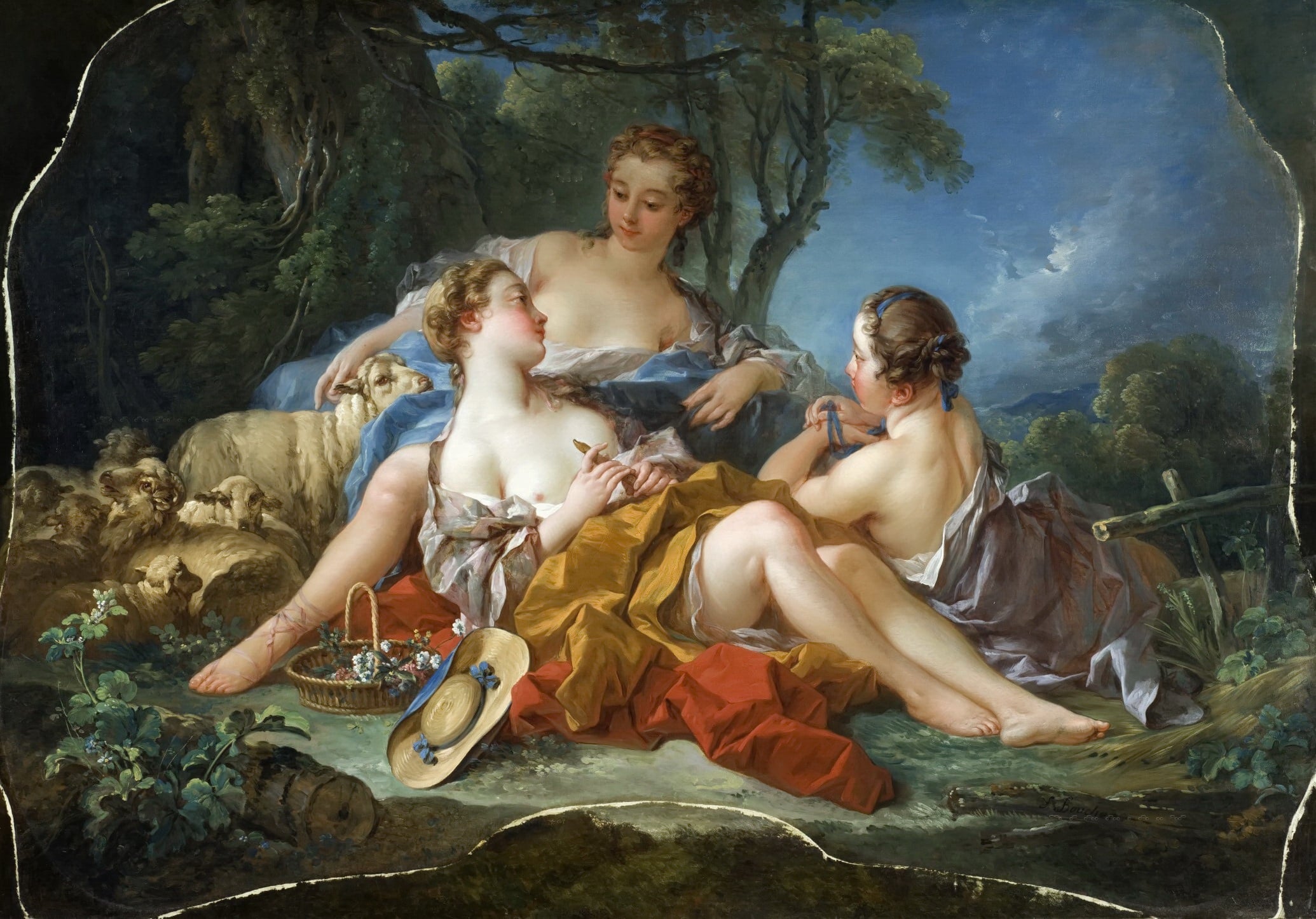 田园牧歌意境主题 - 牧羊女 - 描绘牧羊女惬意田园场景 