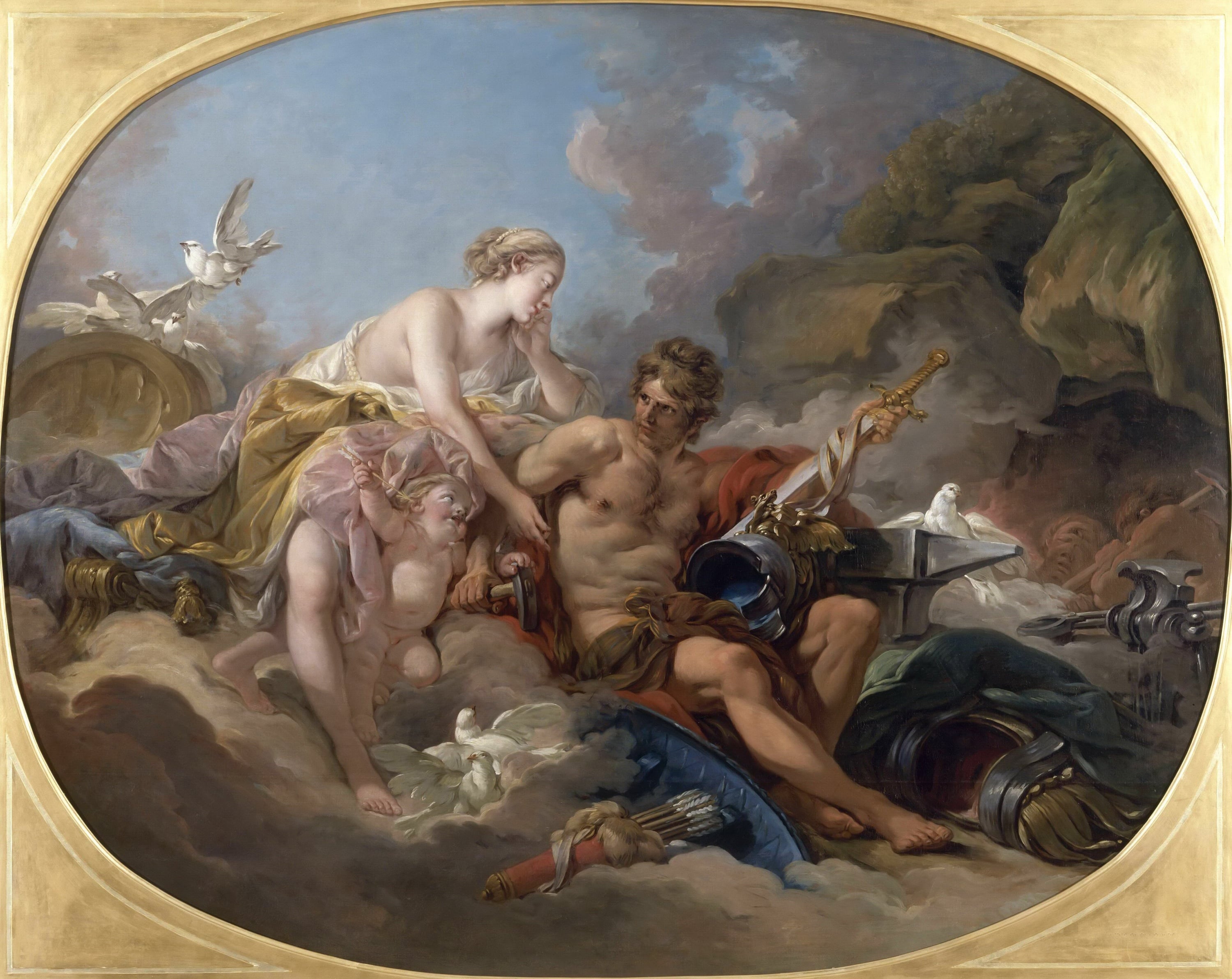 神话色情场景主题 - 战神与爱神的休憩 - 描绘战神爱神亲密场景 