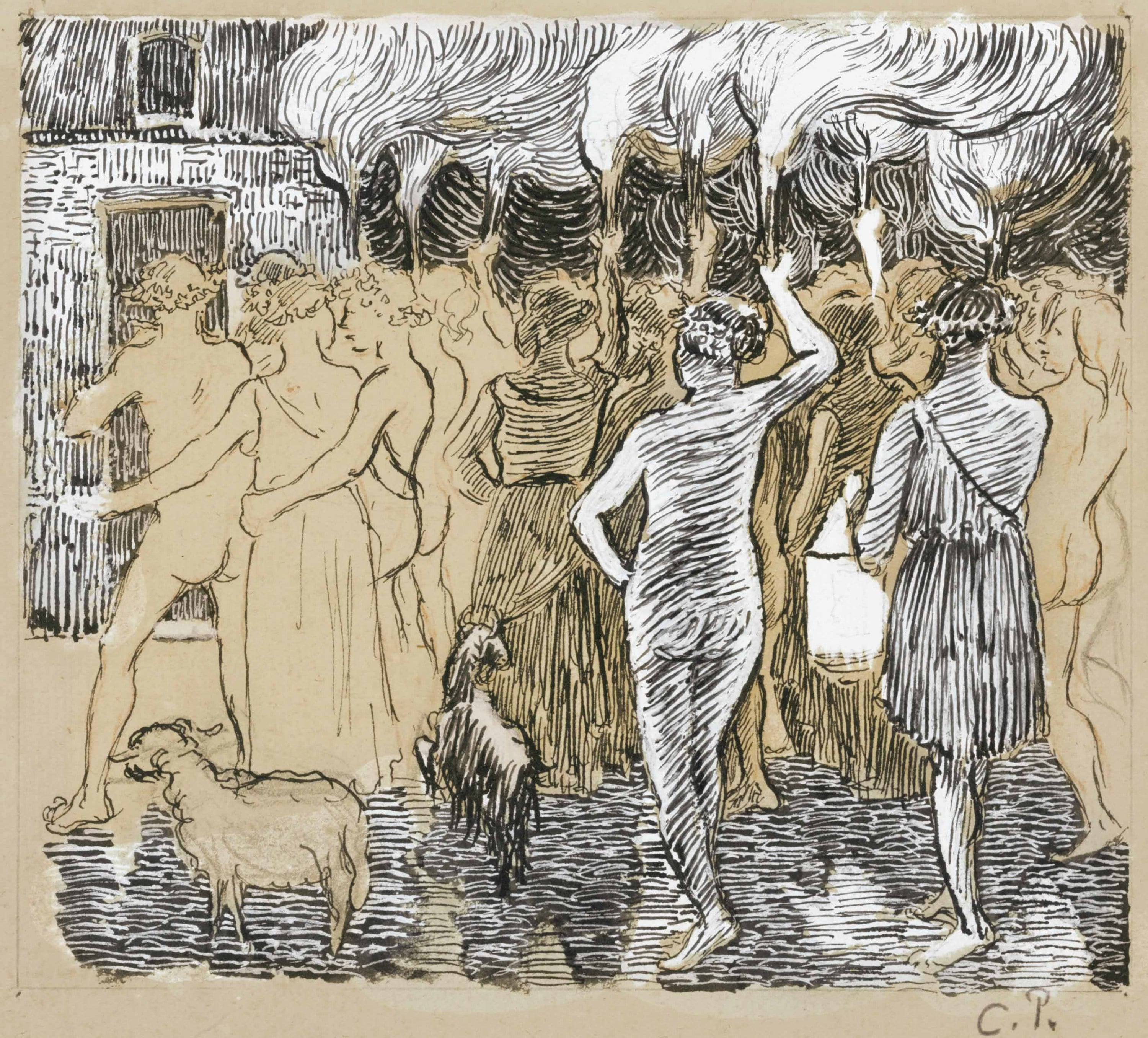 其他 - 无具体名字 - 描绘人群与动物的场景 