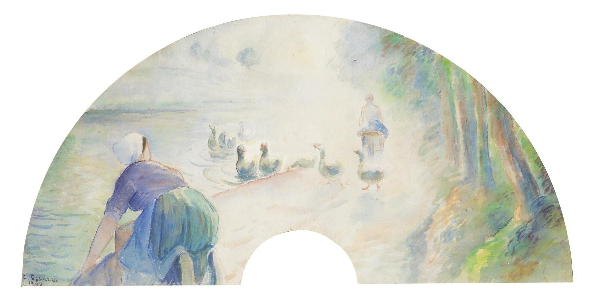 农民生活场景主题 - 无 - 描绘农妇与鹅的生活景 