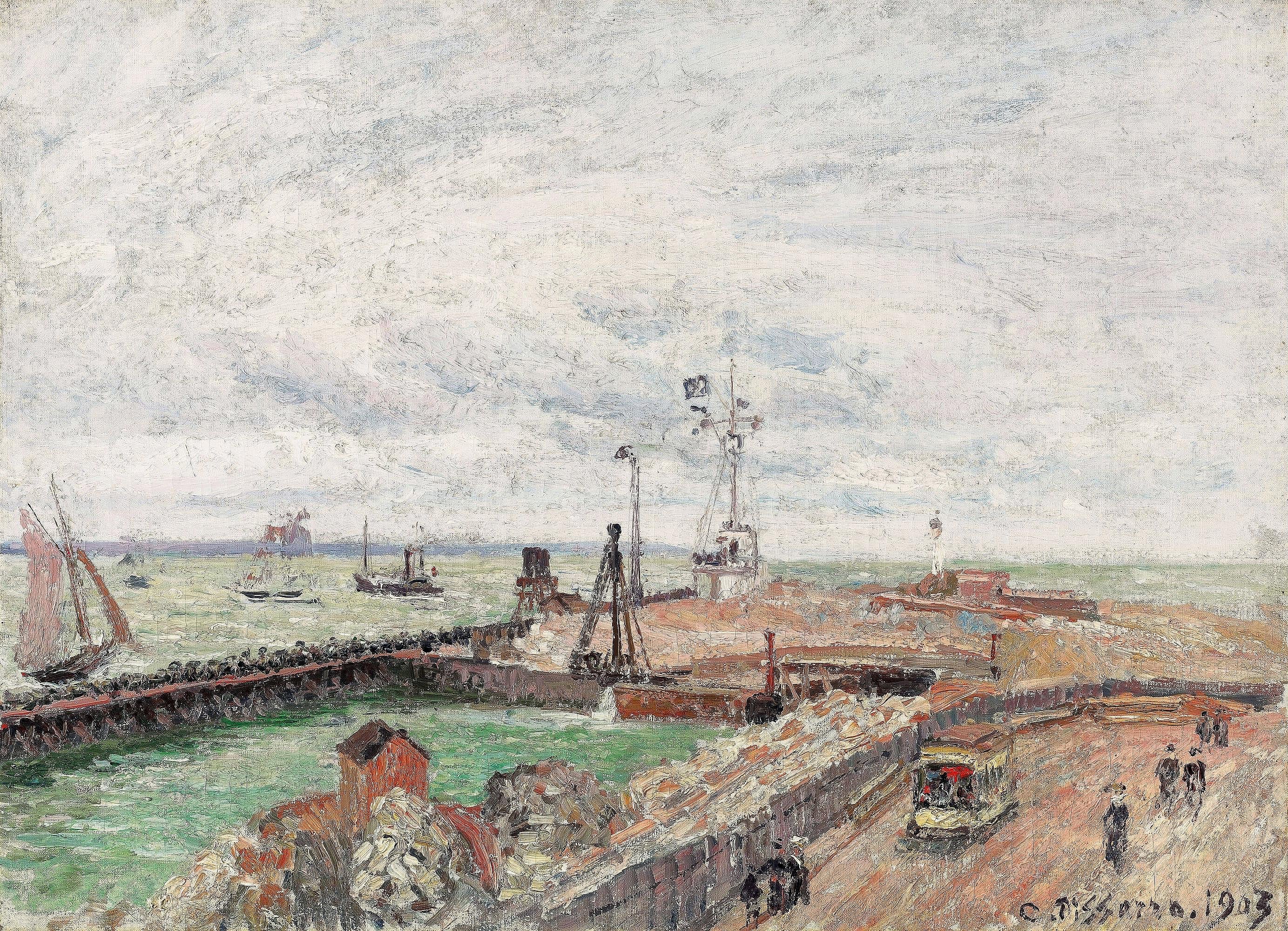 印象派光影效果主题 - 港口景象 - 捕捉港口光影船只行人 