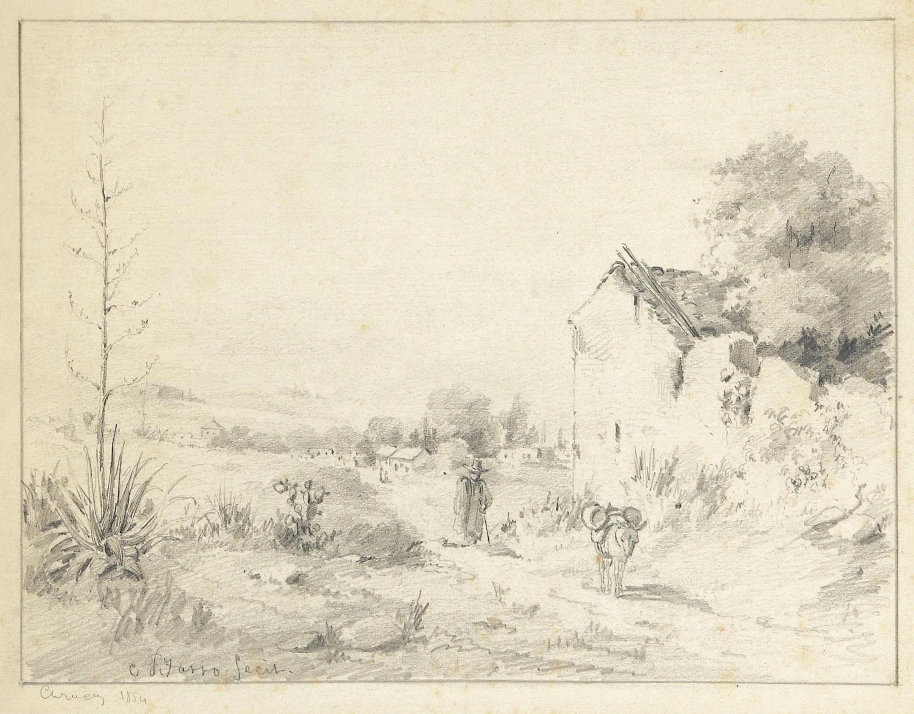 乡村风景风貌主题 - 未命名乡村素描 - 乡村小道旁的静谧景致 