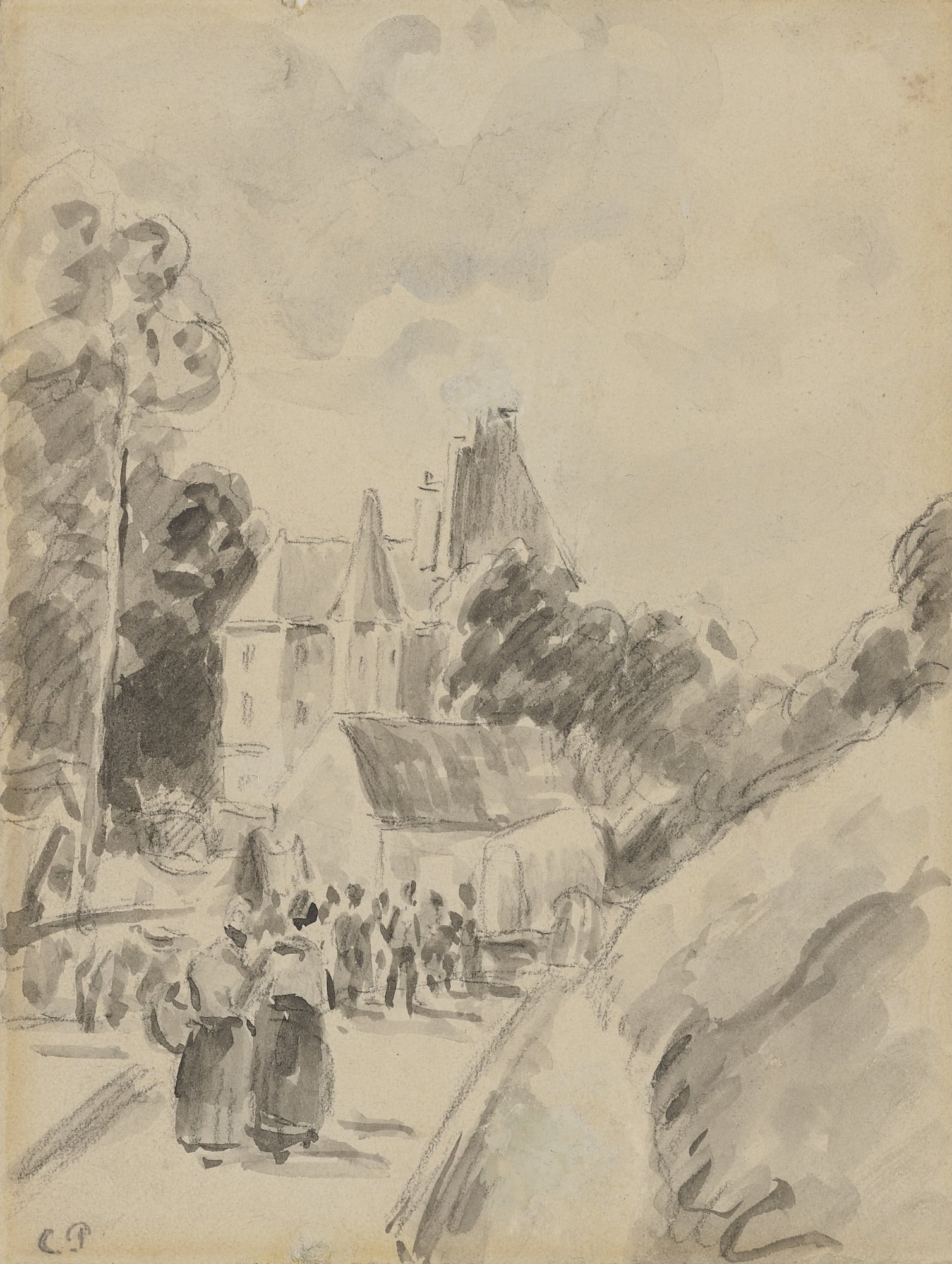 乡村风景风貌主题 - 未命名乡村场景画 - 绘乡村景致人物之动态 