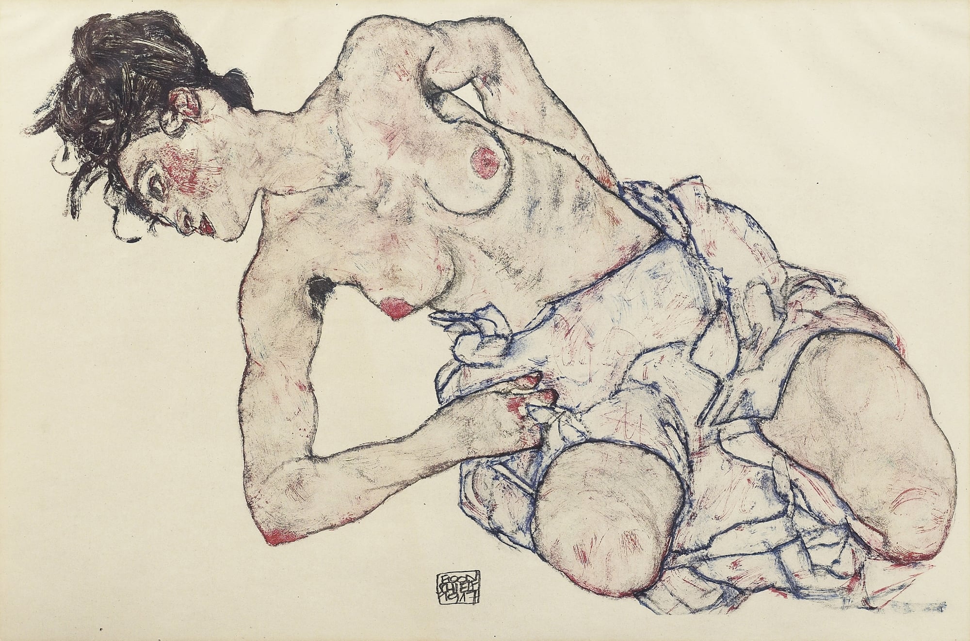 人体扭曲变形主题 - 席勒画作 - 扭曲身姿展现独特张力 