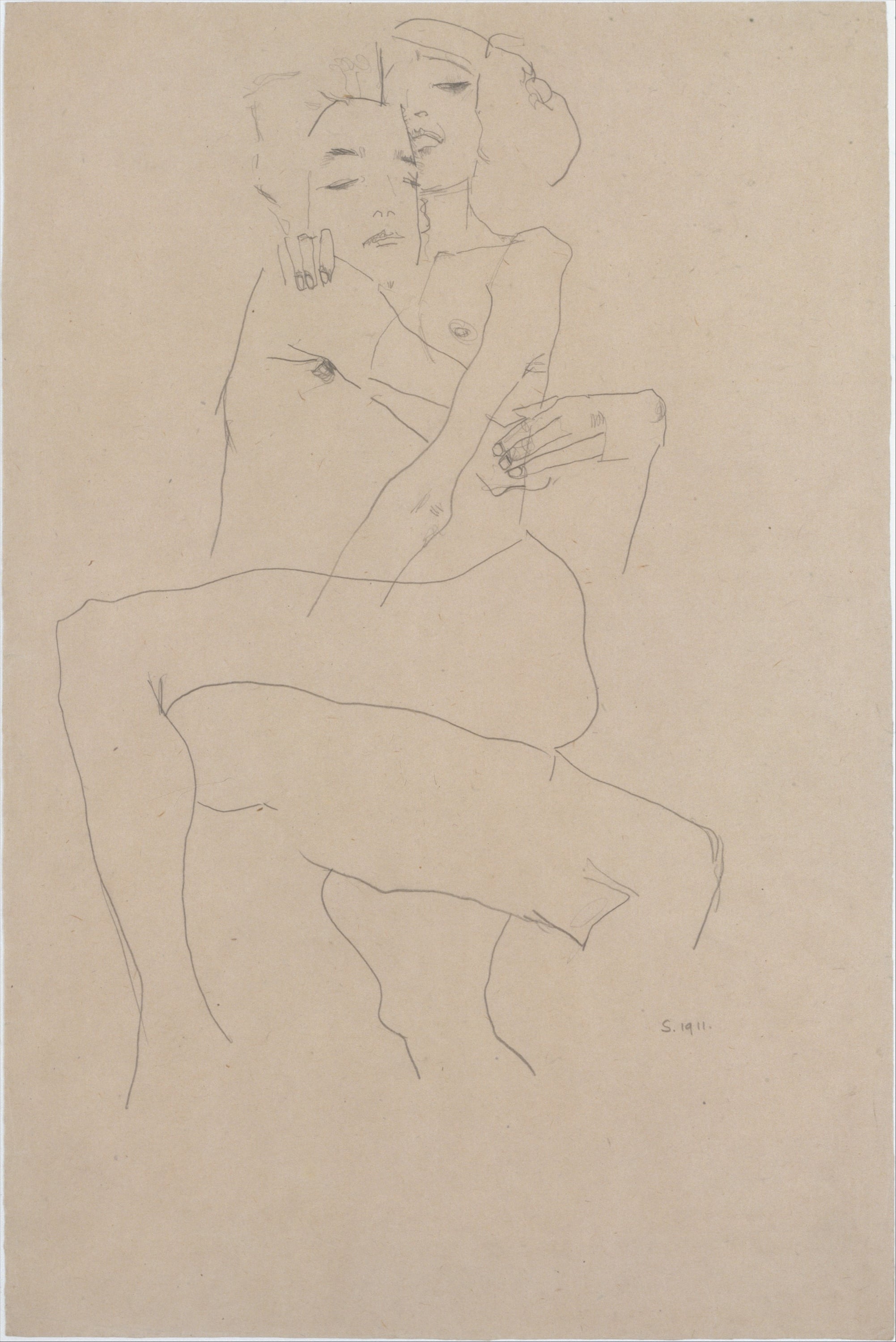 其他 - 未知名线条画作 - 简洁线条勾勒亲密姿态 