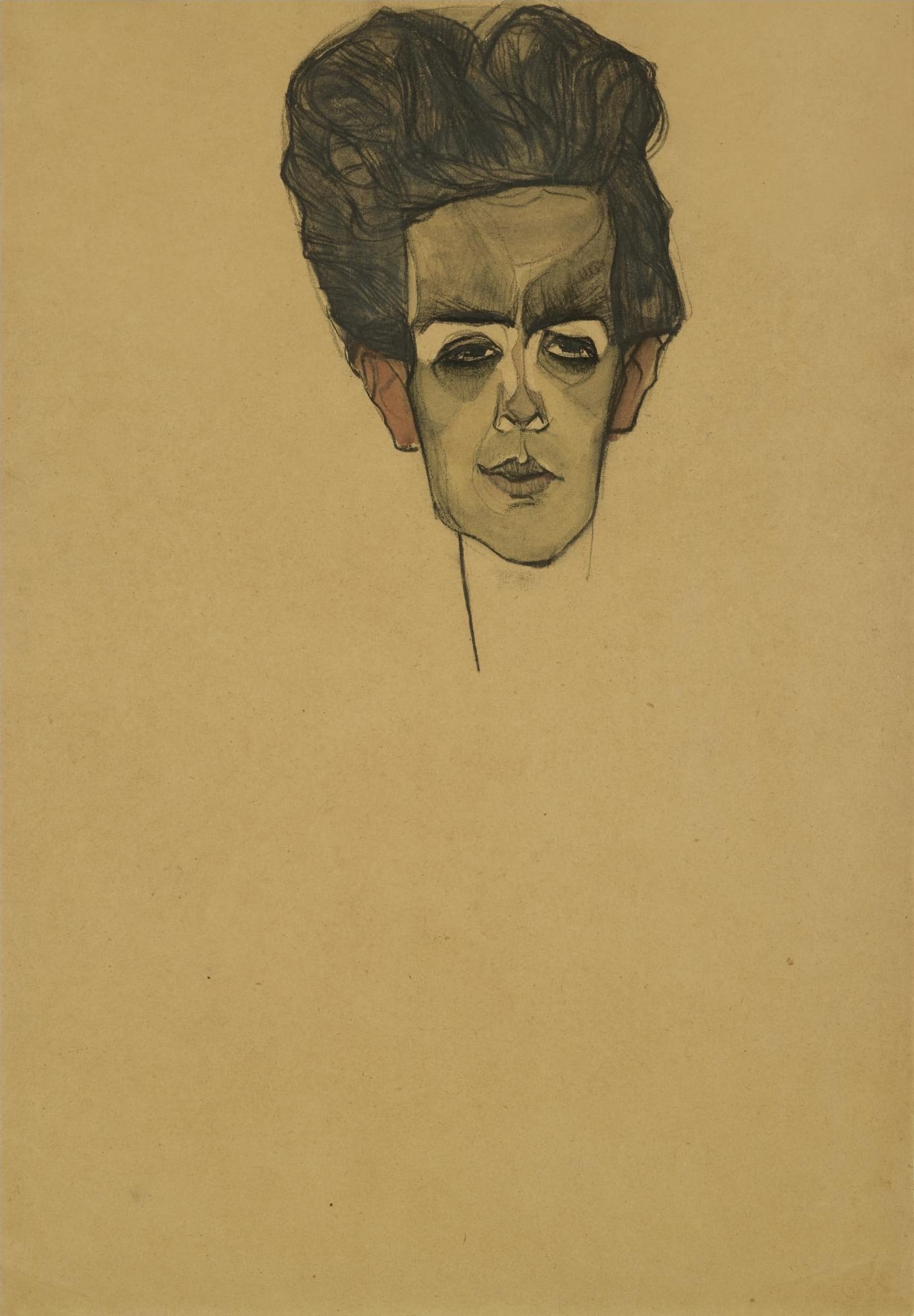 自画像自我剖析主题 - 未命名画作 - 以简洁笔触展现自我面容 