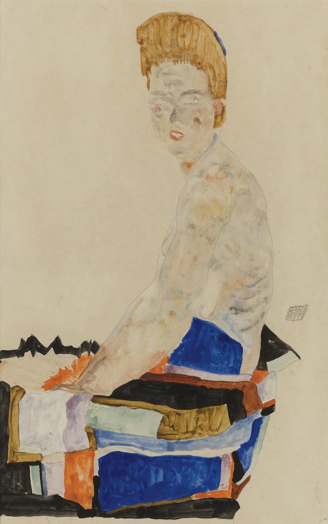 自画像自我剖析主题 - 未知名自画像 - 人物姿态展现内心世界 