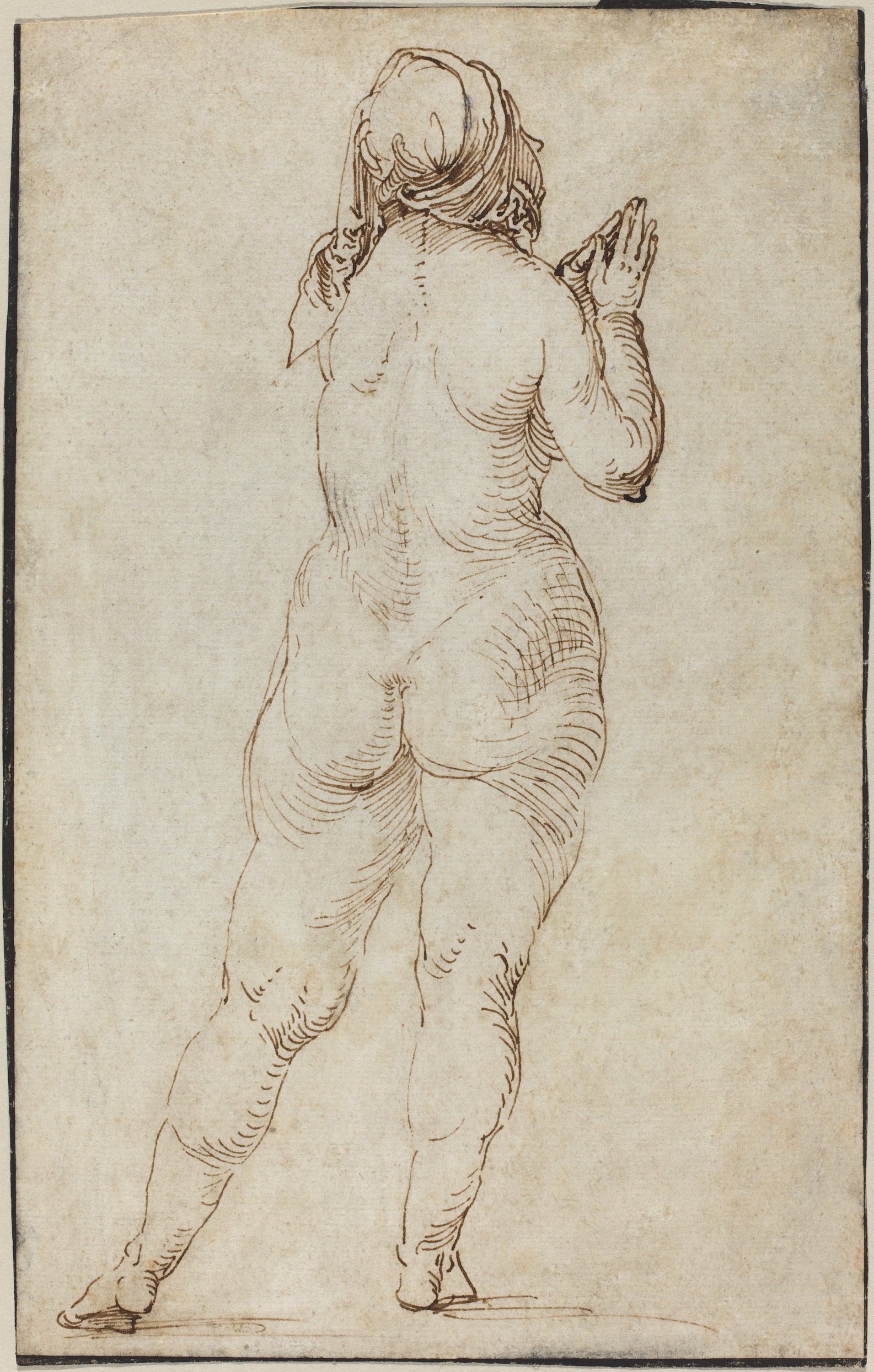 写实技巧展现主题 - 女性裸体背面素描 - 以线条呈现人体写实效果 