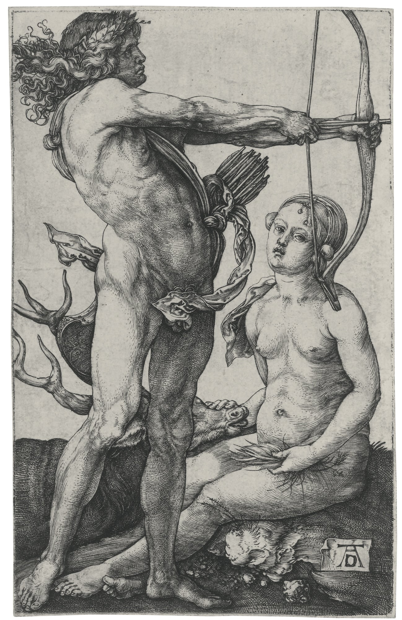 版画艺术创作主题 - 阿波罗与达芙妮 - 刻画神话人物瞬间场景 