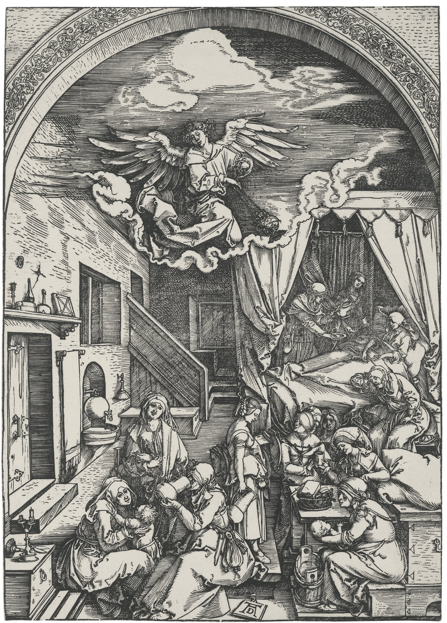 宗教故事诠释主题 - 无名宗教场景画作 - 描绘天使降临人间场景 