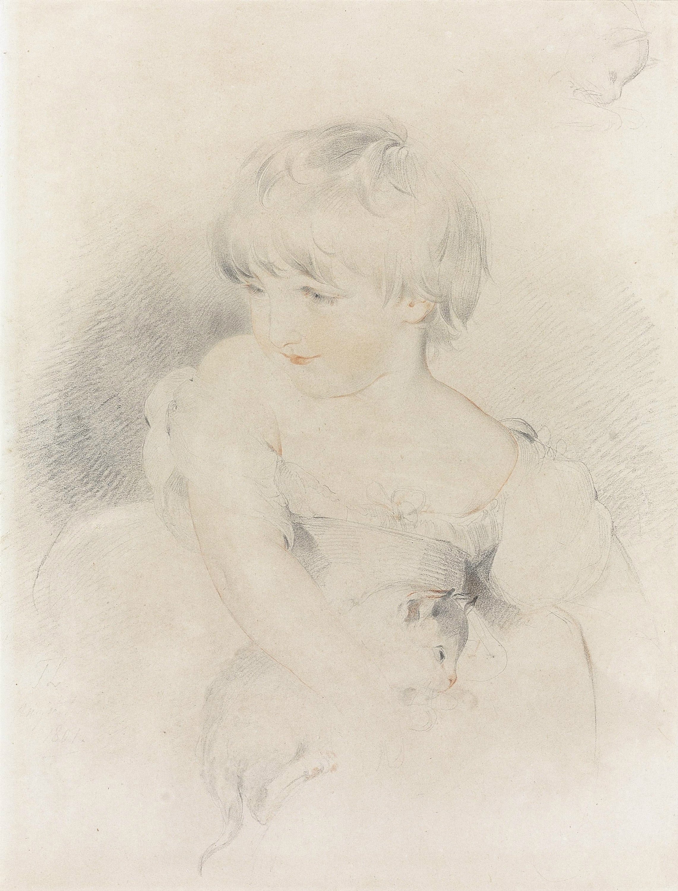 儿童纯真表现主题 - 抱猫孩童 - 孩童抱猫尽显纯真之态 