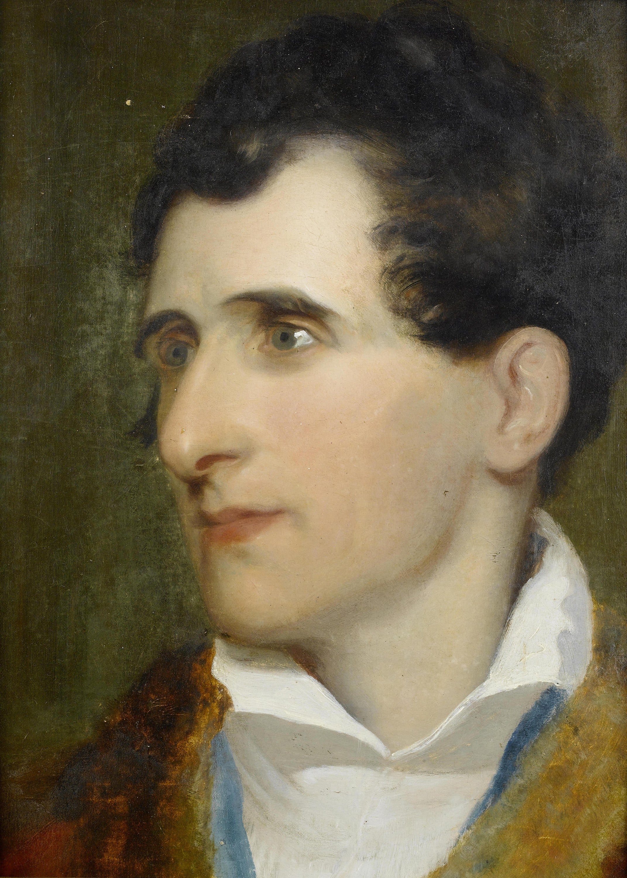 贵族肖像绘制主题 - 未知人物肖像 - 男子侧脸的贵族风格画像 