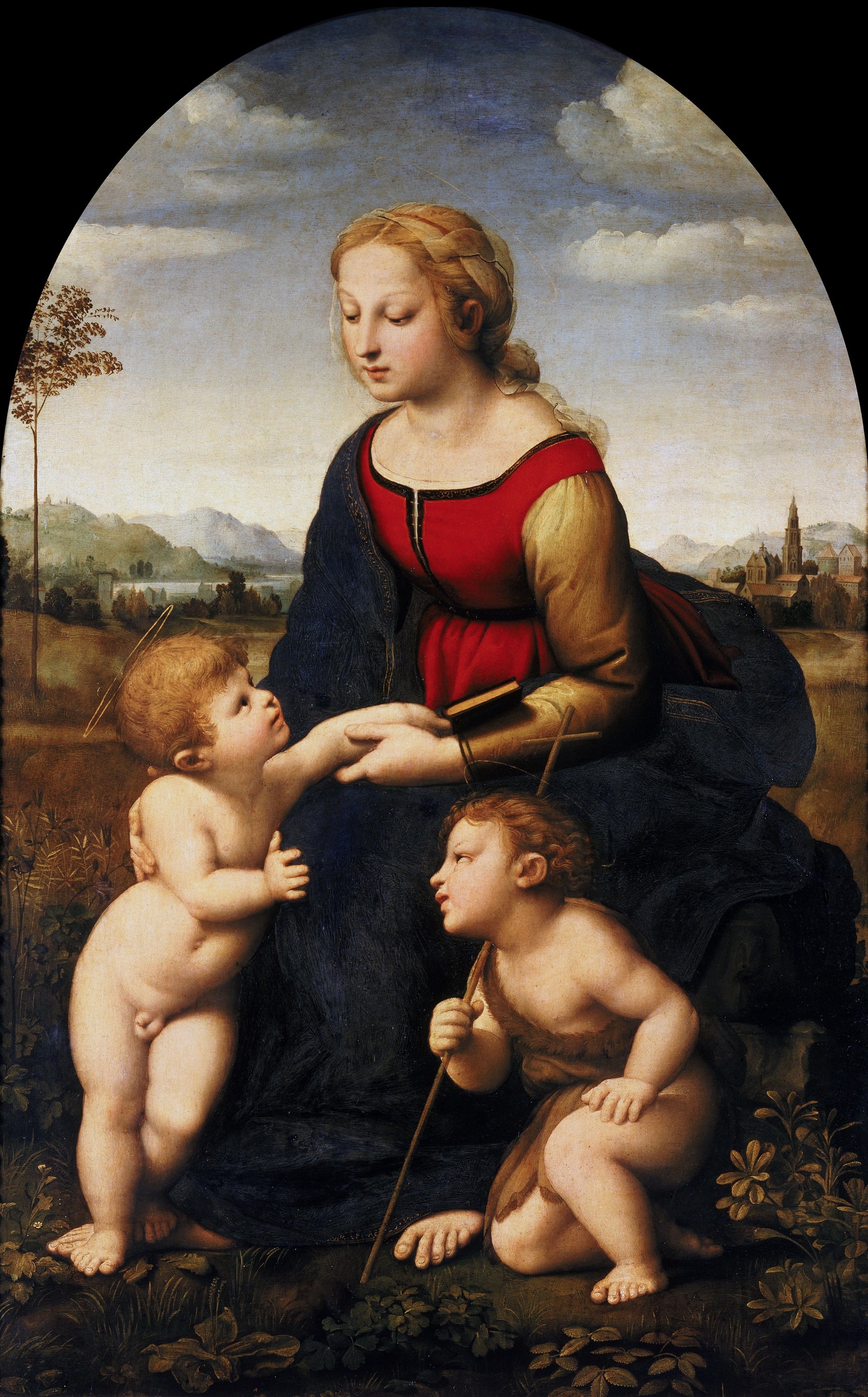 圣母形象塑造主题 - 草地上的圣母 - 圣母与孩童的温馨场景 