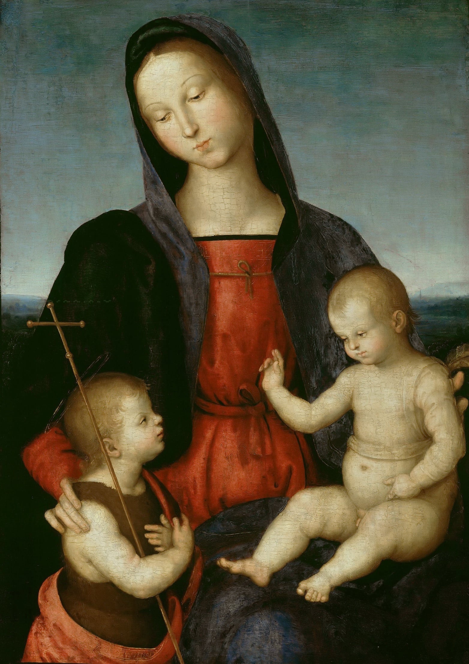 圣母形象塑造主题 - 圣母子与施洗者圣约翰 - 圣母怀抱着圣婴及圣约翰 