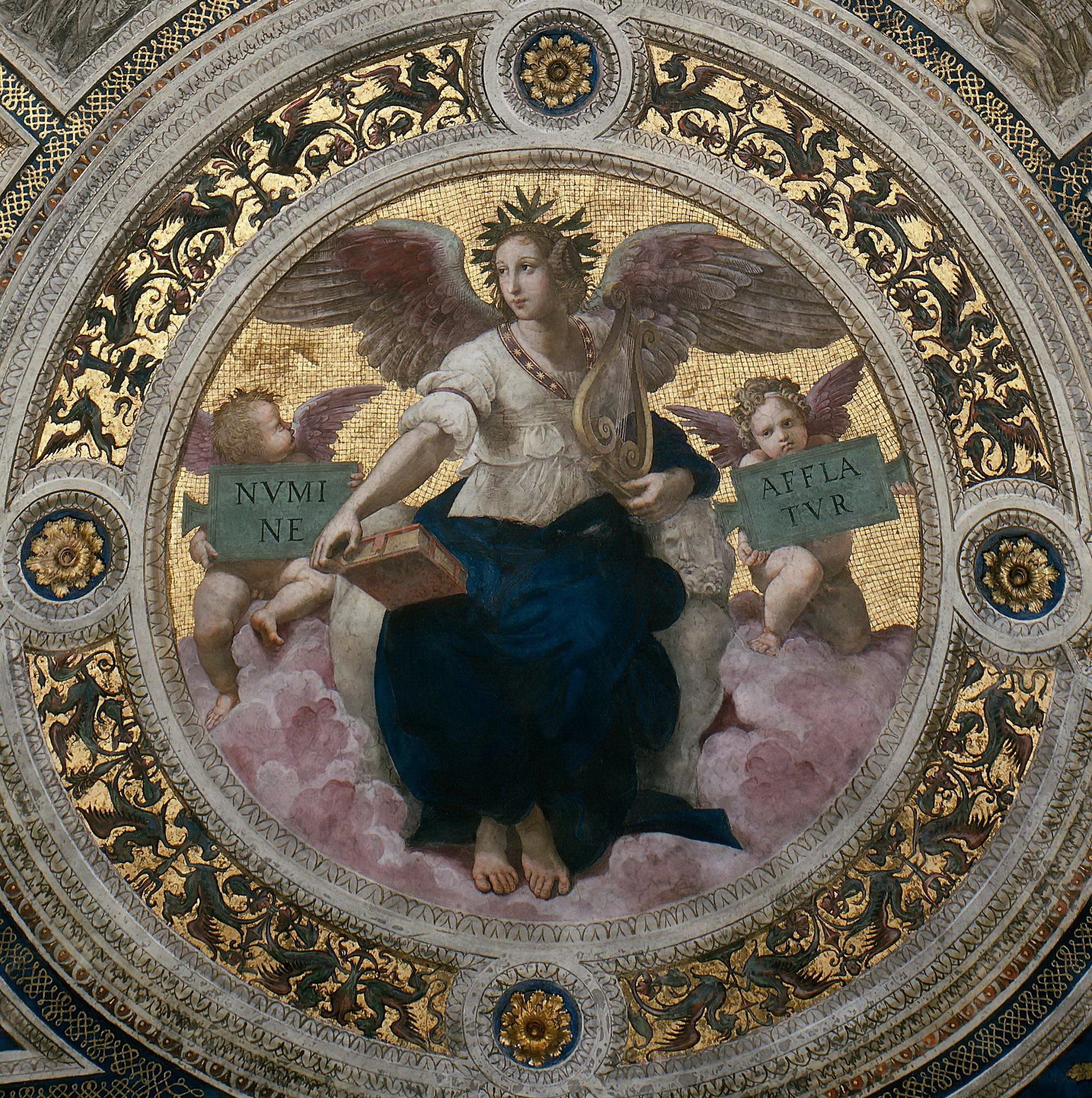 宗教壁画创作主题 - 未知 - 天使持物坐于云间形象 