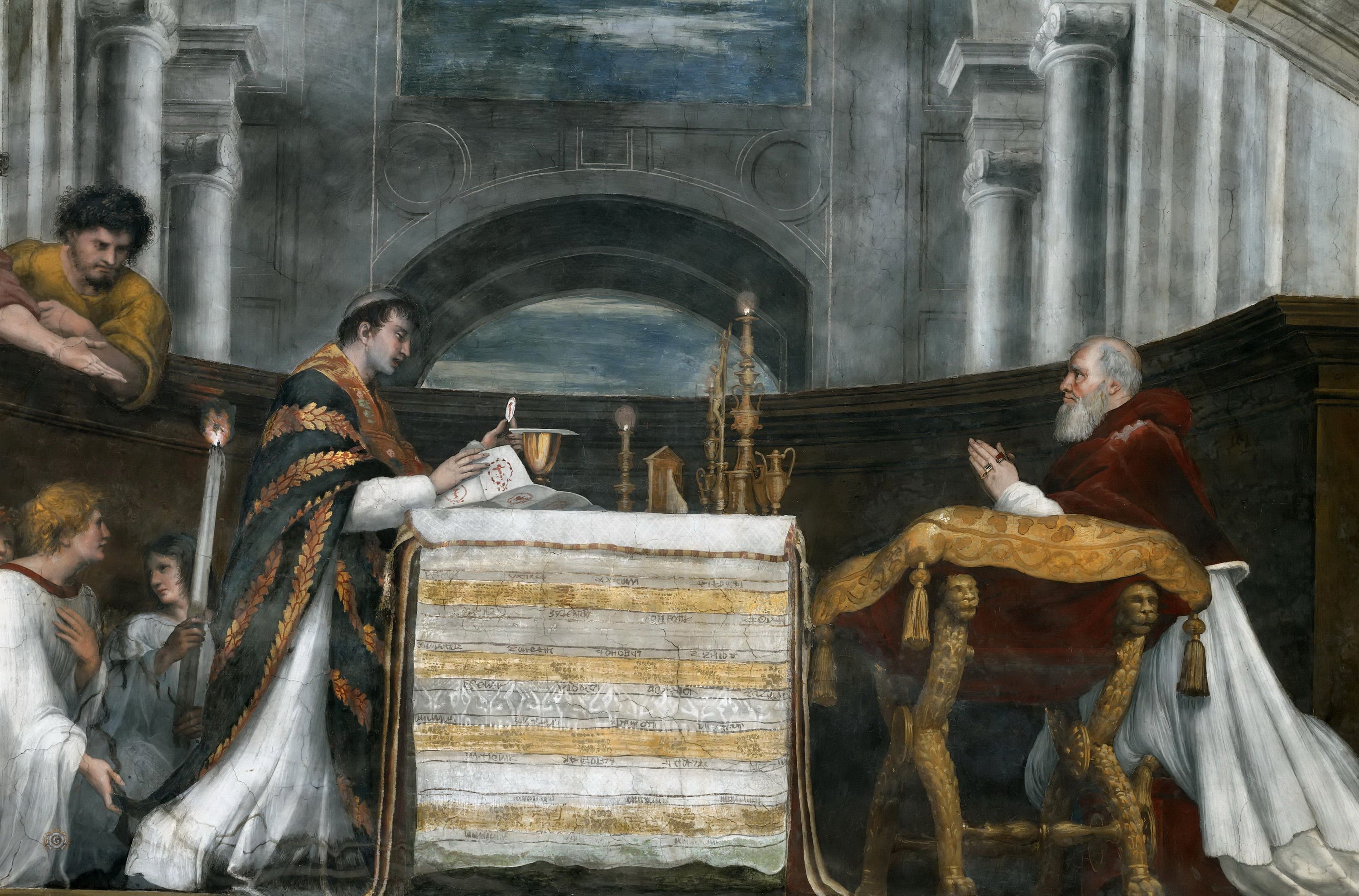 宗教壁画创作主题 - 未知作品 - 宗教场景中人物仪式画面 